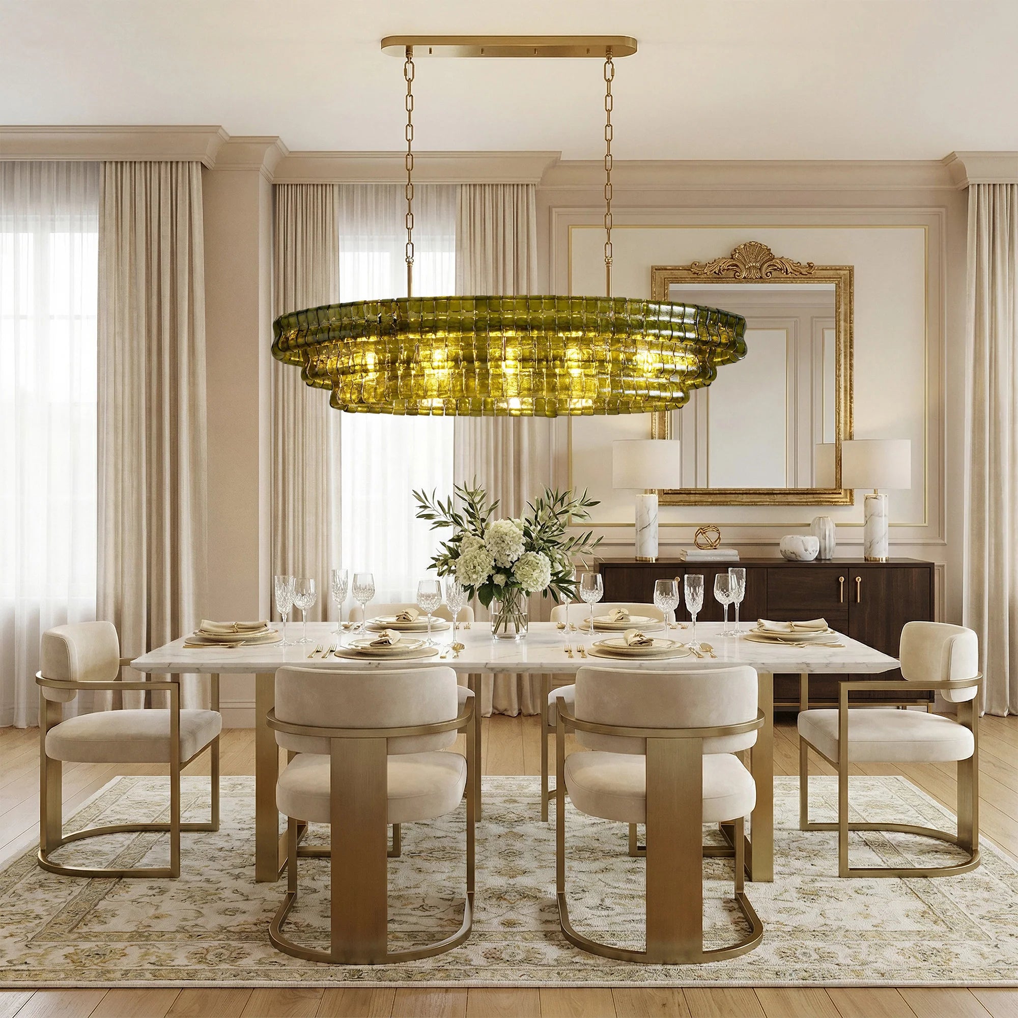 Amor Ghiaccio Glass Oval Chandelier 54"W/65"W