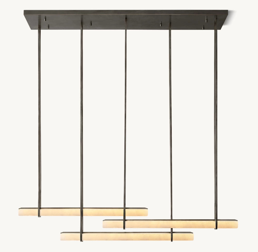 Audobon Alabaster Triple Bar Linear Chandelier