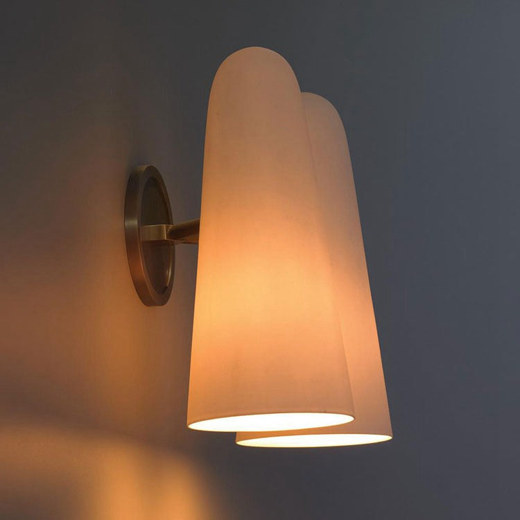 Ola White Ceram Double Shade Wall Sconce