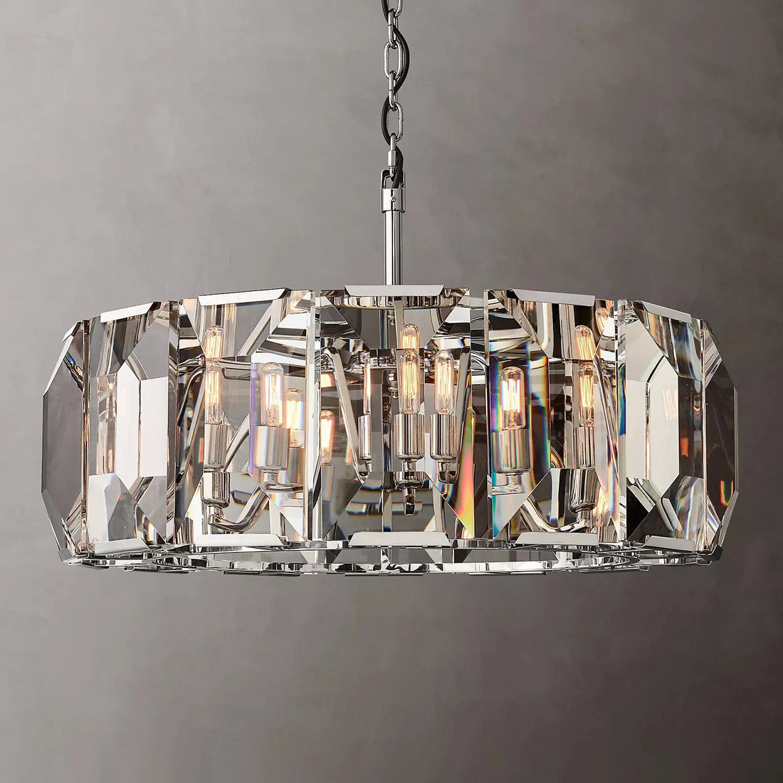 Harlow Faceted Crystal Round Chandelier 31"