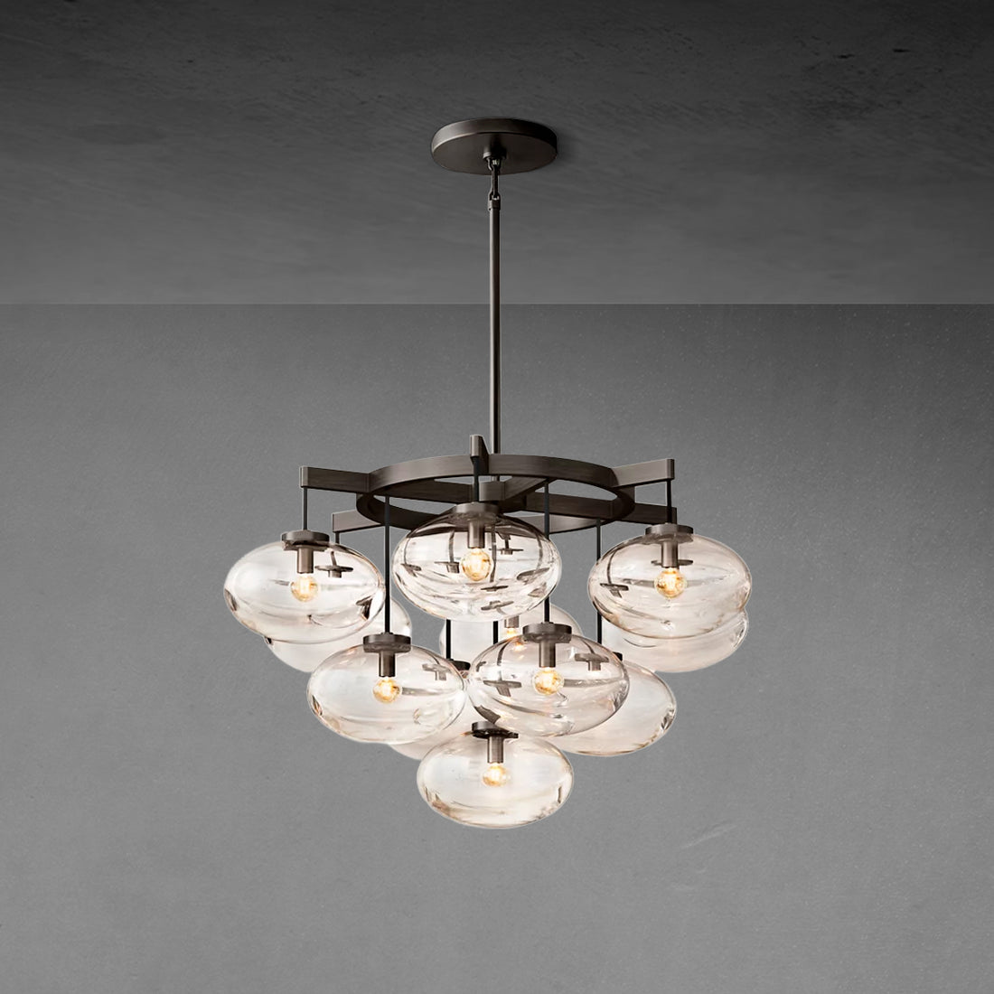 Cabrette Clear Glass Round Chandelier 36"