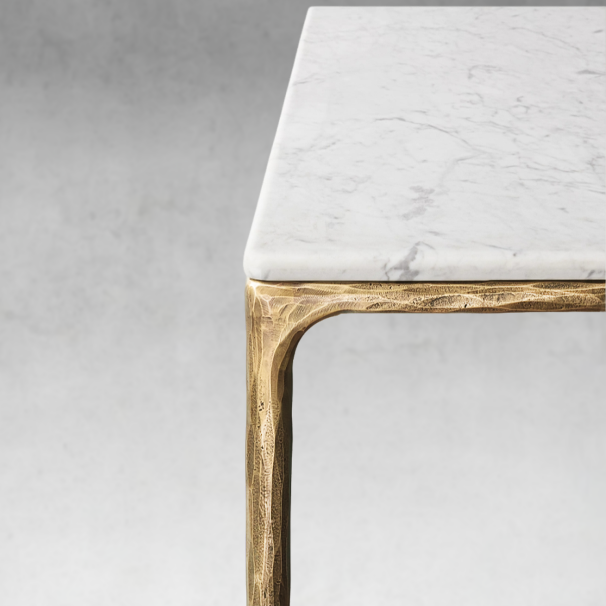 Hand-Forged Metal Marble Rectangular Dining Table