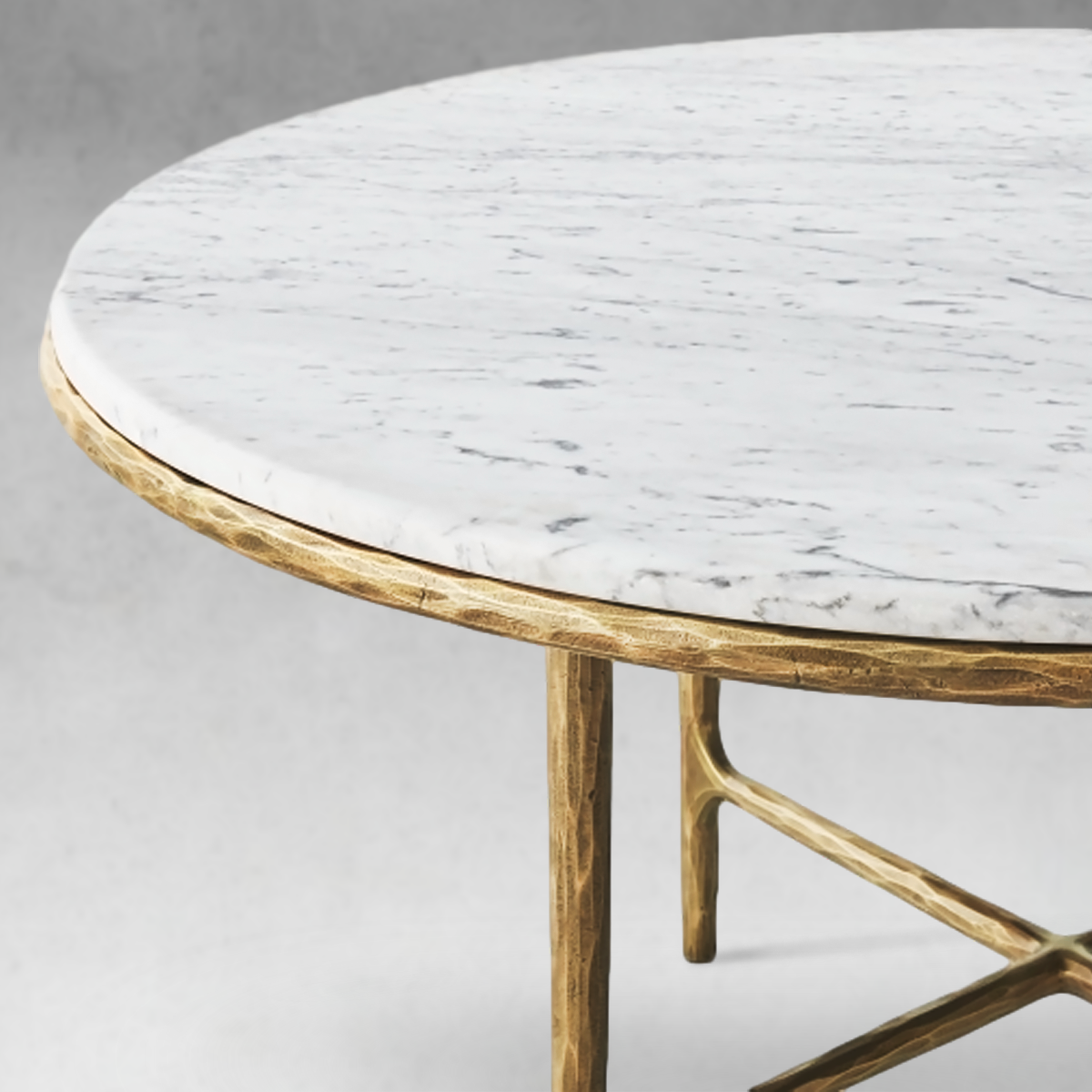 Hand-Forged Metal Marble Round Dining Table