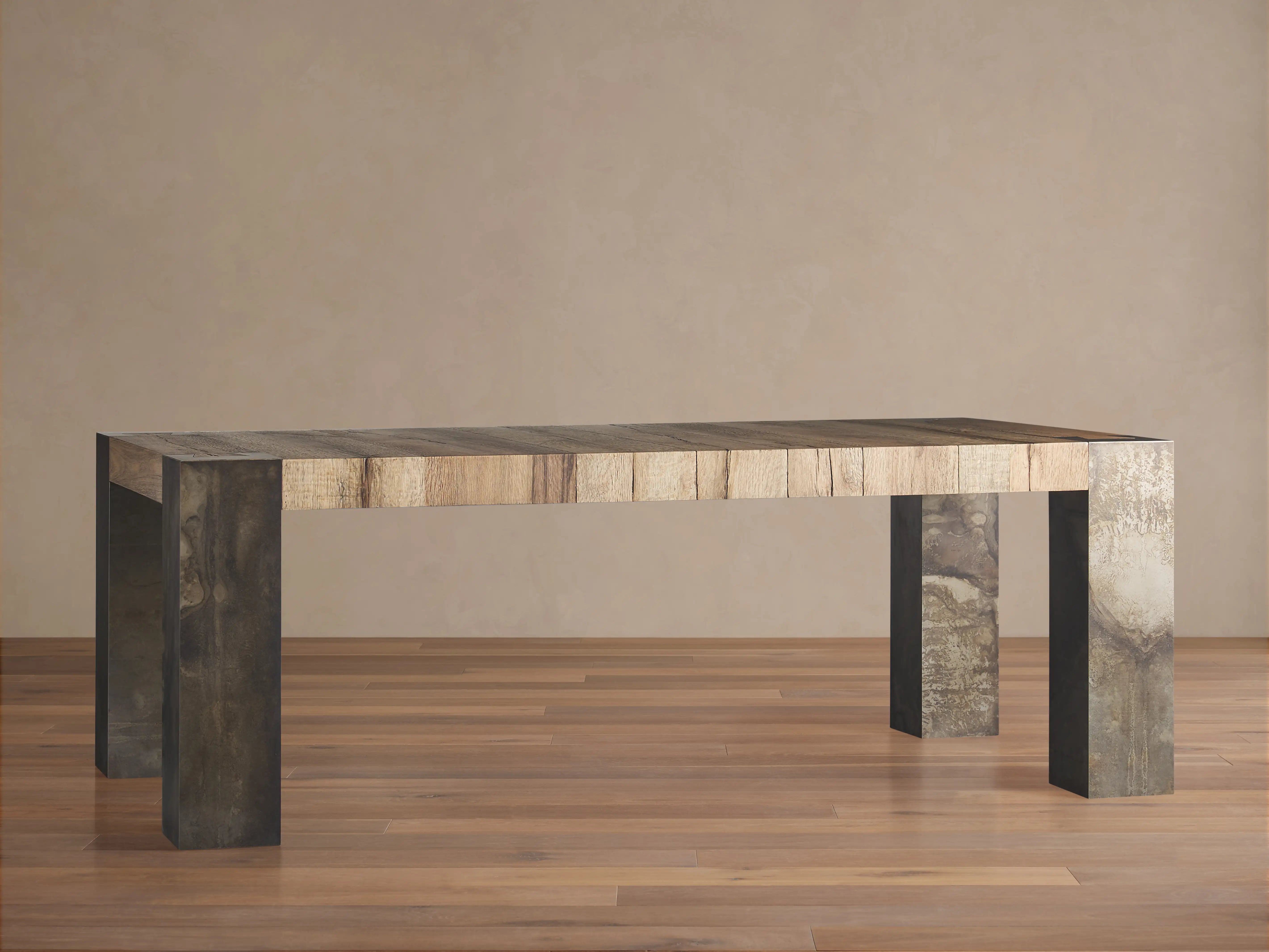 Tellurian Oak Dining Table Rectangular Handcrafted Rustic Industrial Dining Furniture