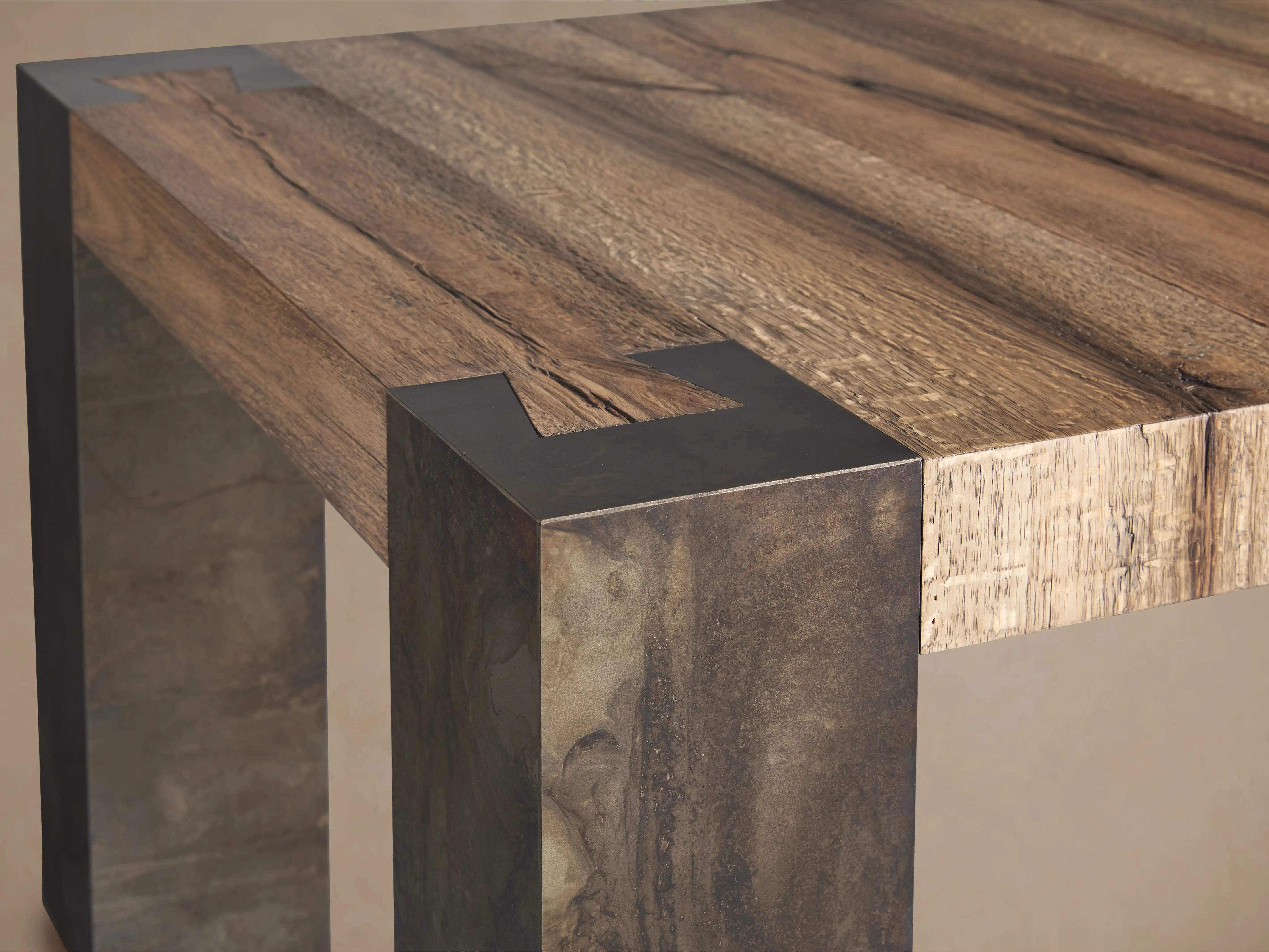 Tellurian Oak Dining Table Rectangular Handcrafted Rustic Industrial Dining Furniture