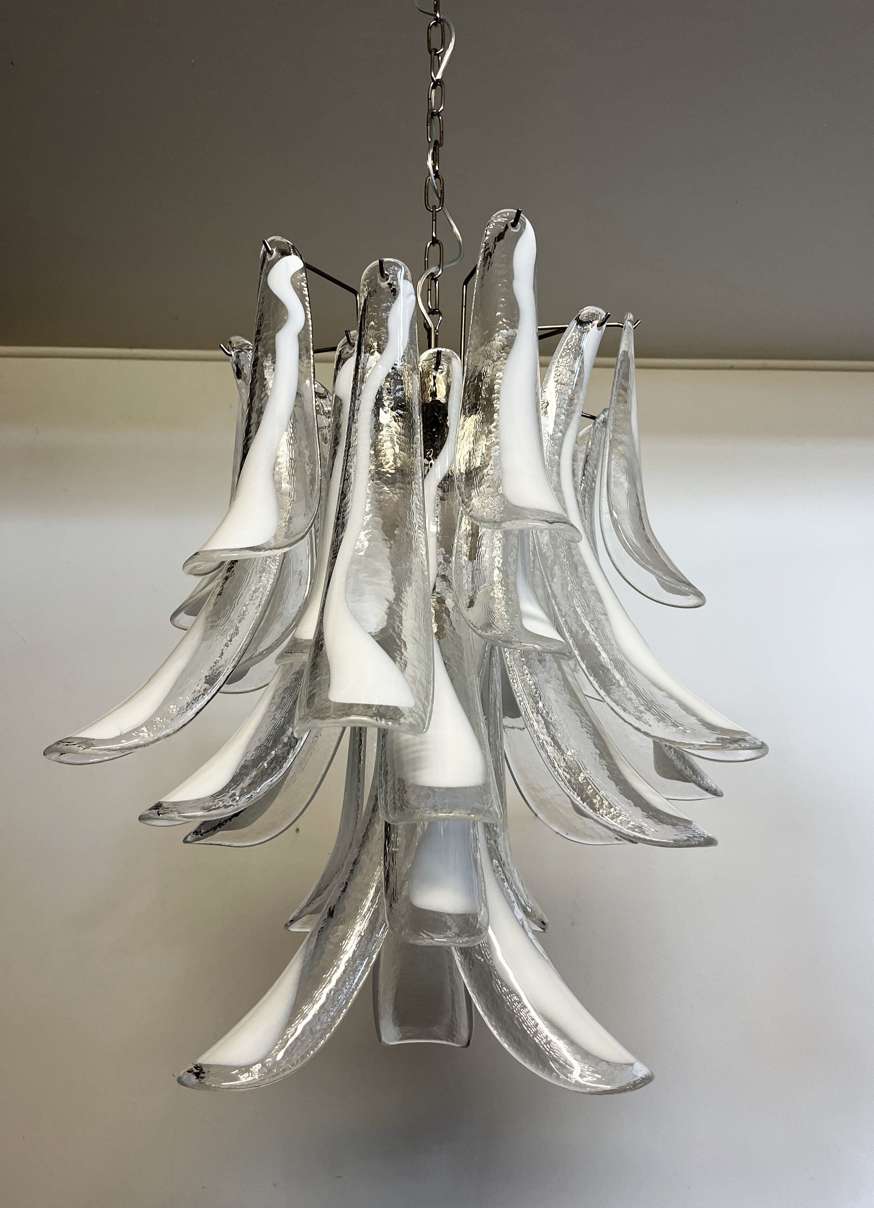 Murano Chandelier 30 Clear Petal Glass