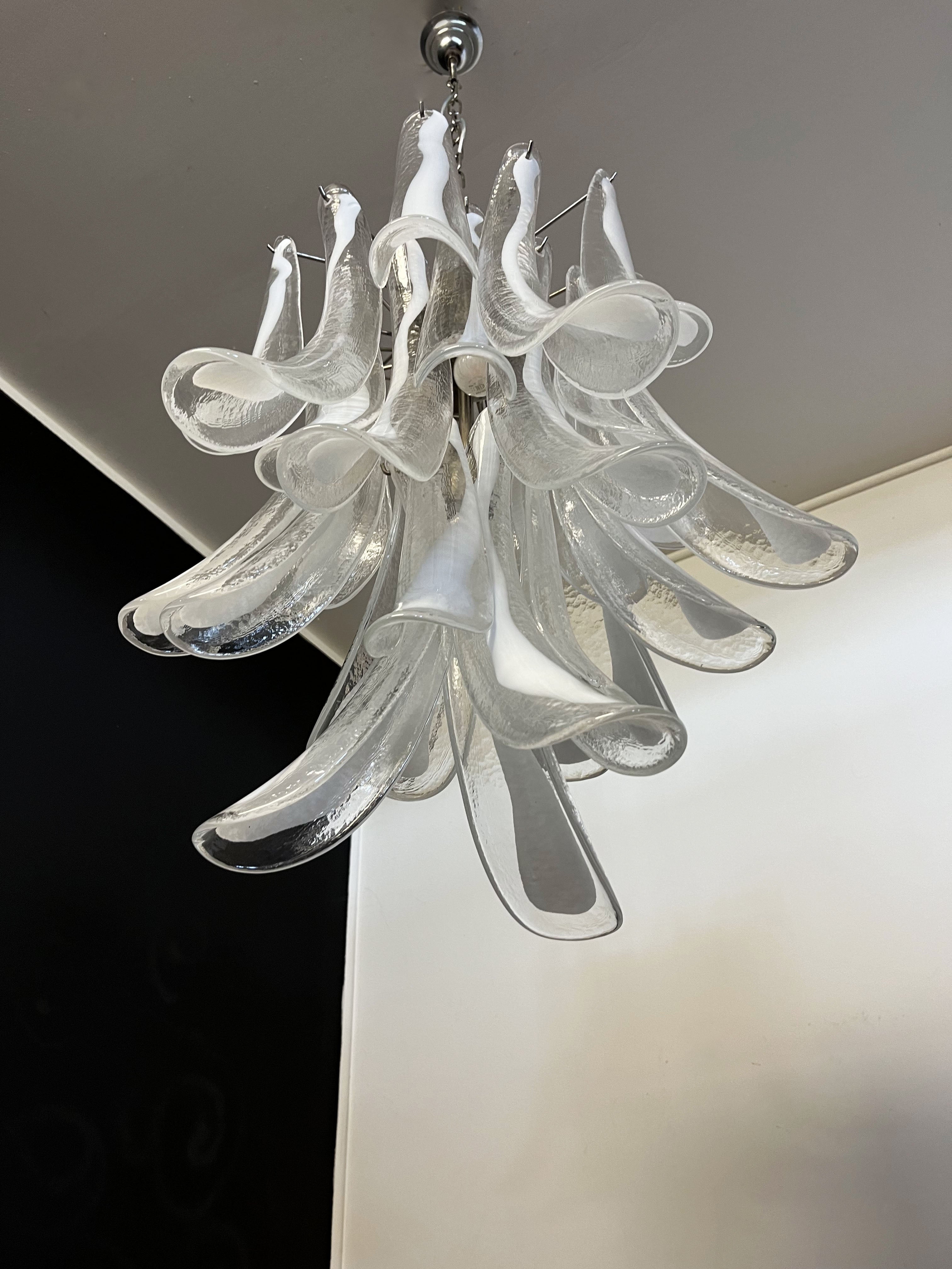Murano Chandelier 30 Clear Petal Glass