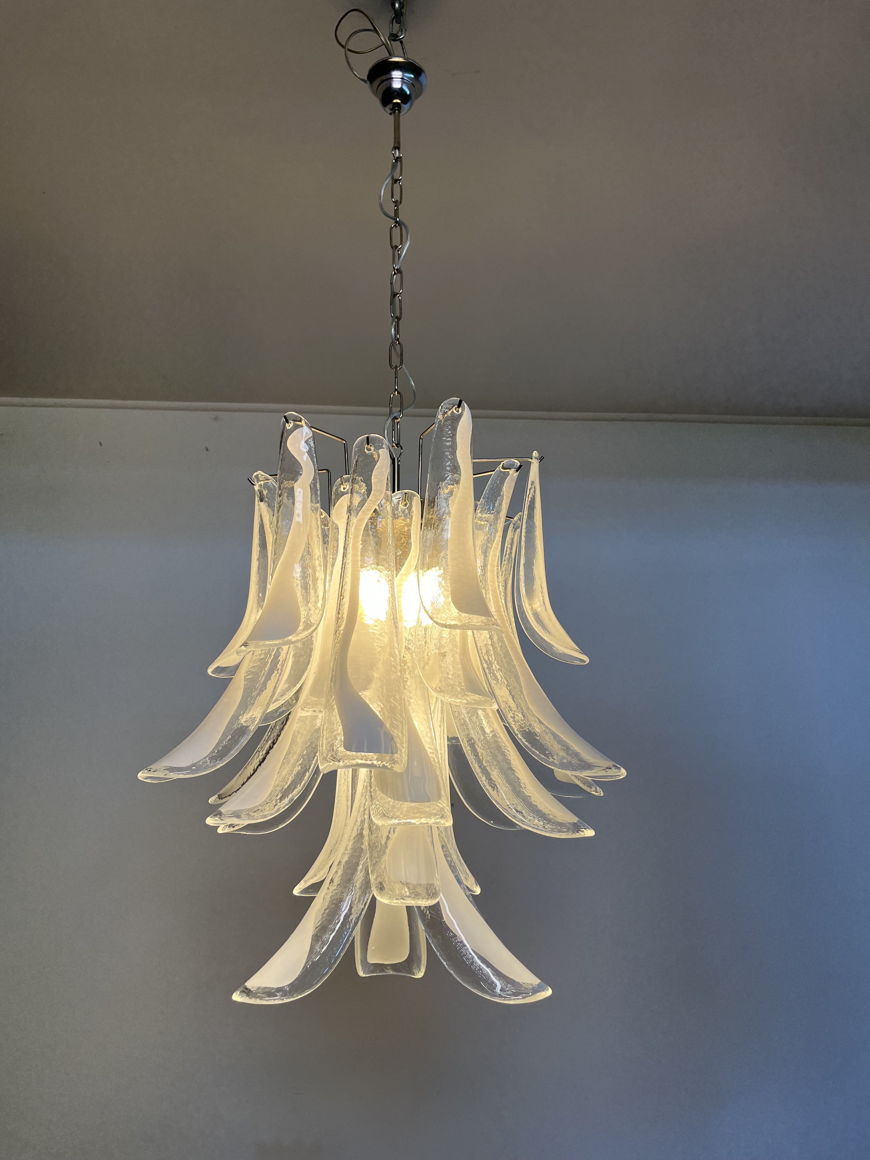 Murano Chandelier 30 Clear Petal Glass
