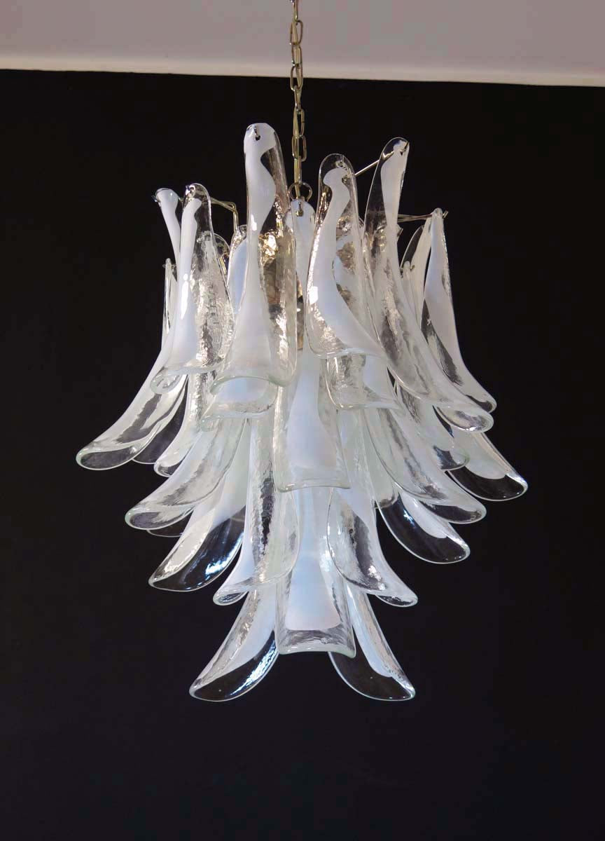 Murano Chandelier 30 Clear Petal Glass