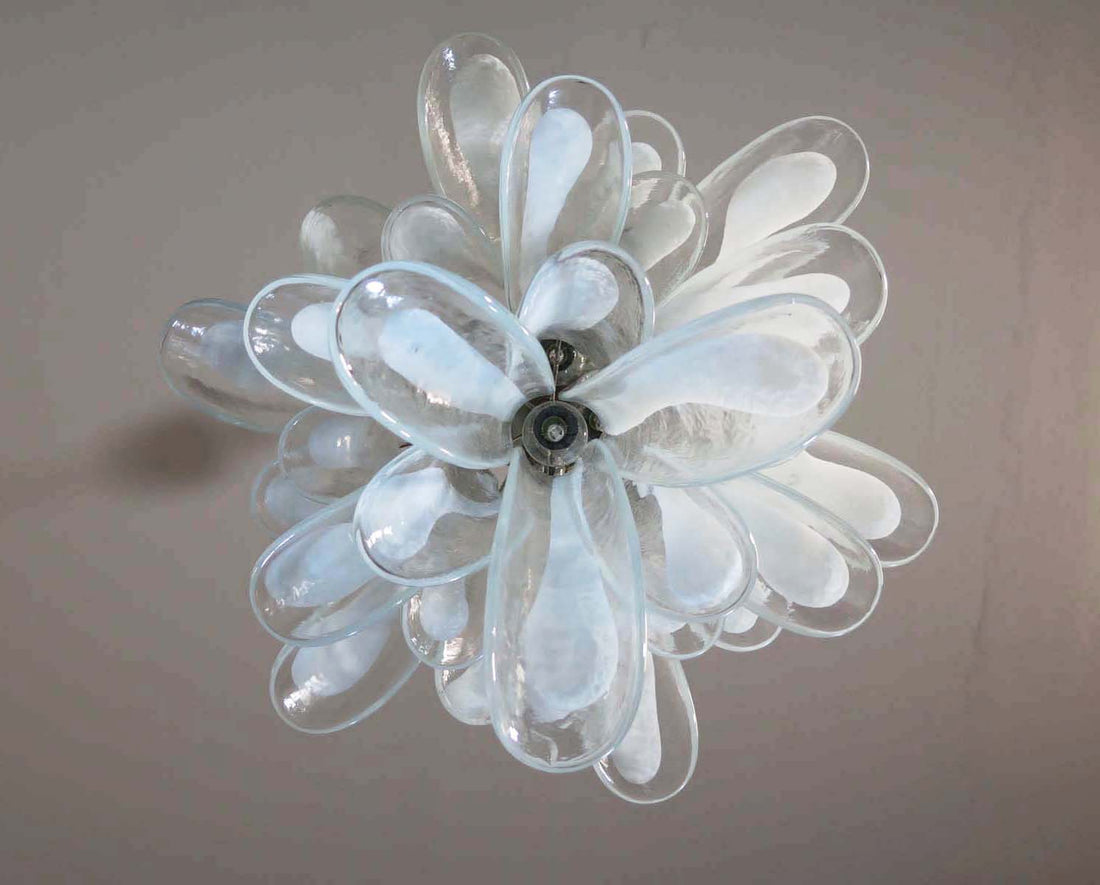 Murano Chandelier 30 Clear Petal Glass