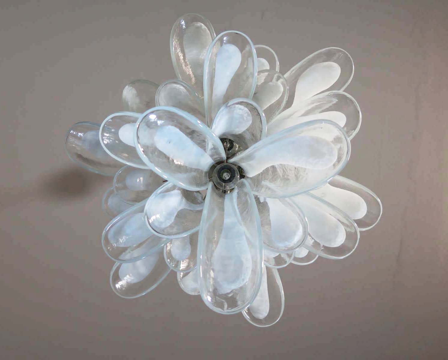 Murano Chandelier 30 Clear Petal Glass