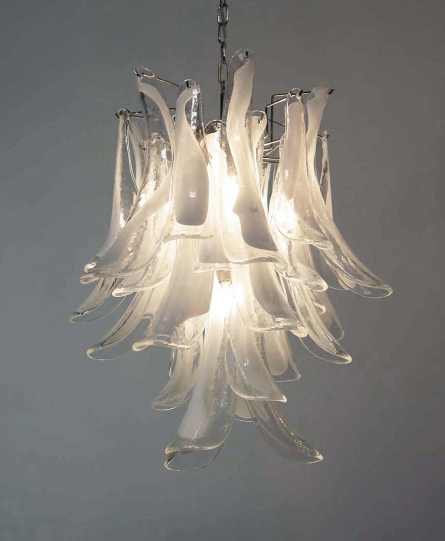 Murano Chandelier 30 Clear Petal Glass