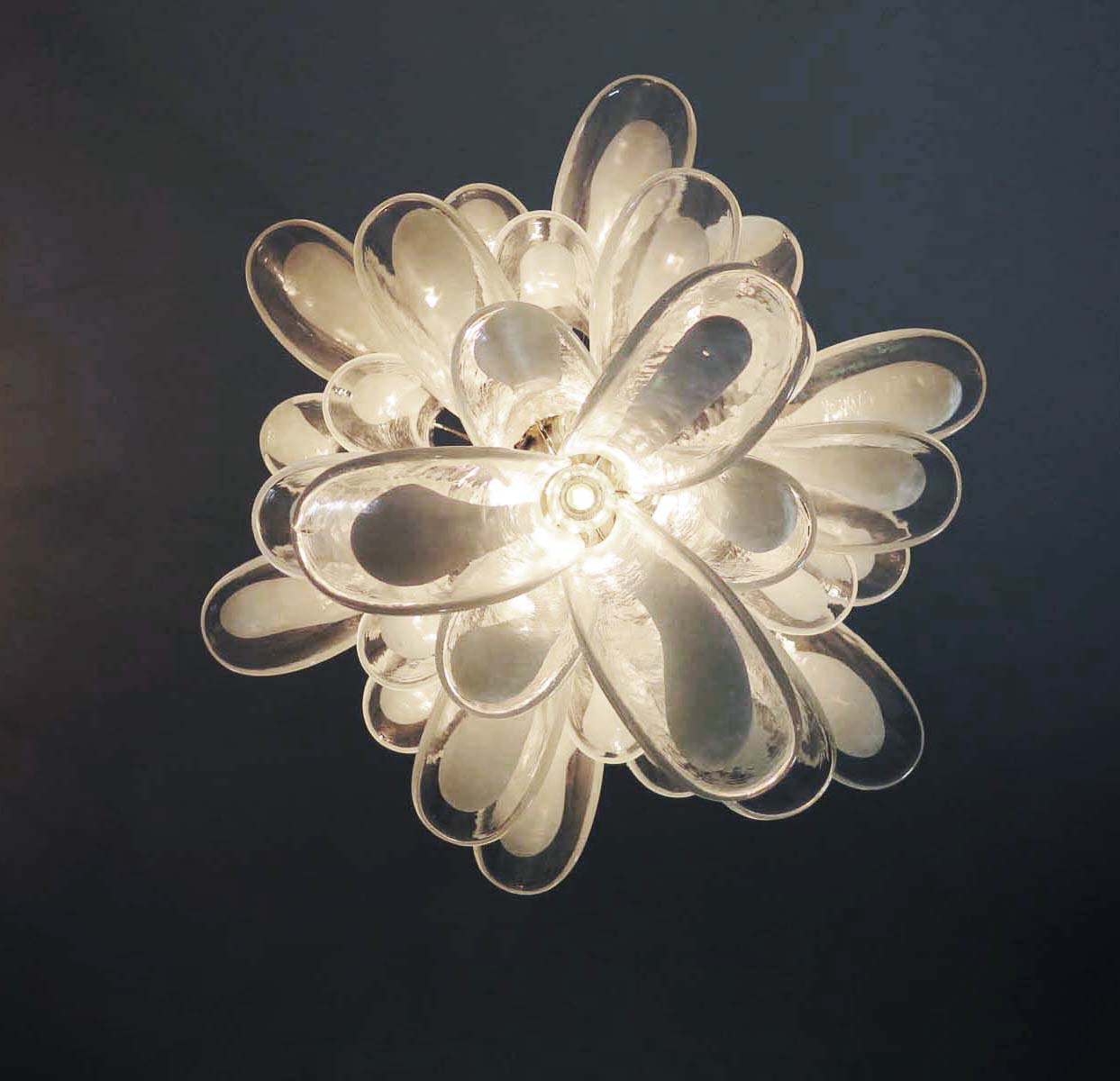 Murano Chandelier 30 Clear Petal Glass
