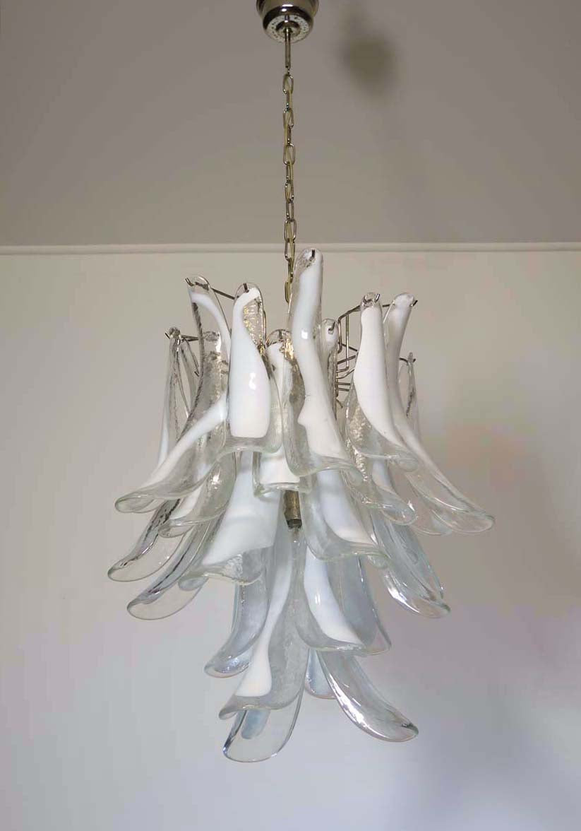Murano Chandelier 30 Clear Petal Glass