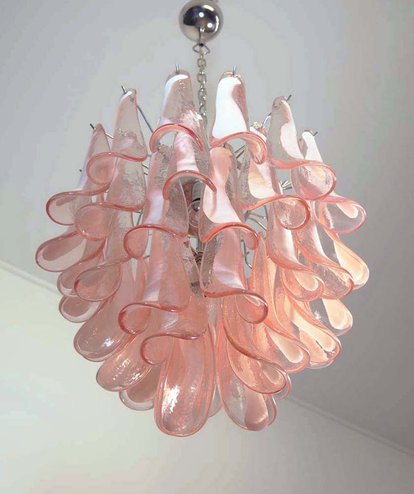 Murano Chandelier 41 Pink Petal Glass