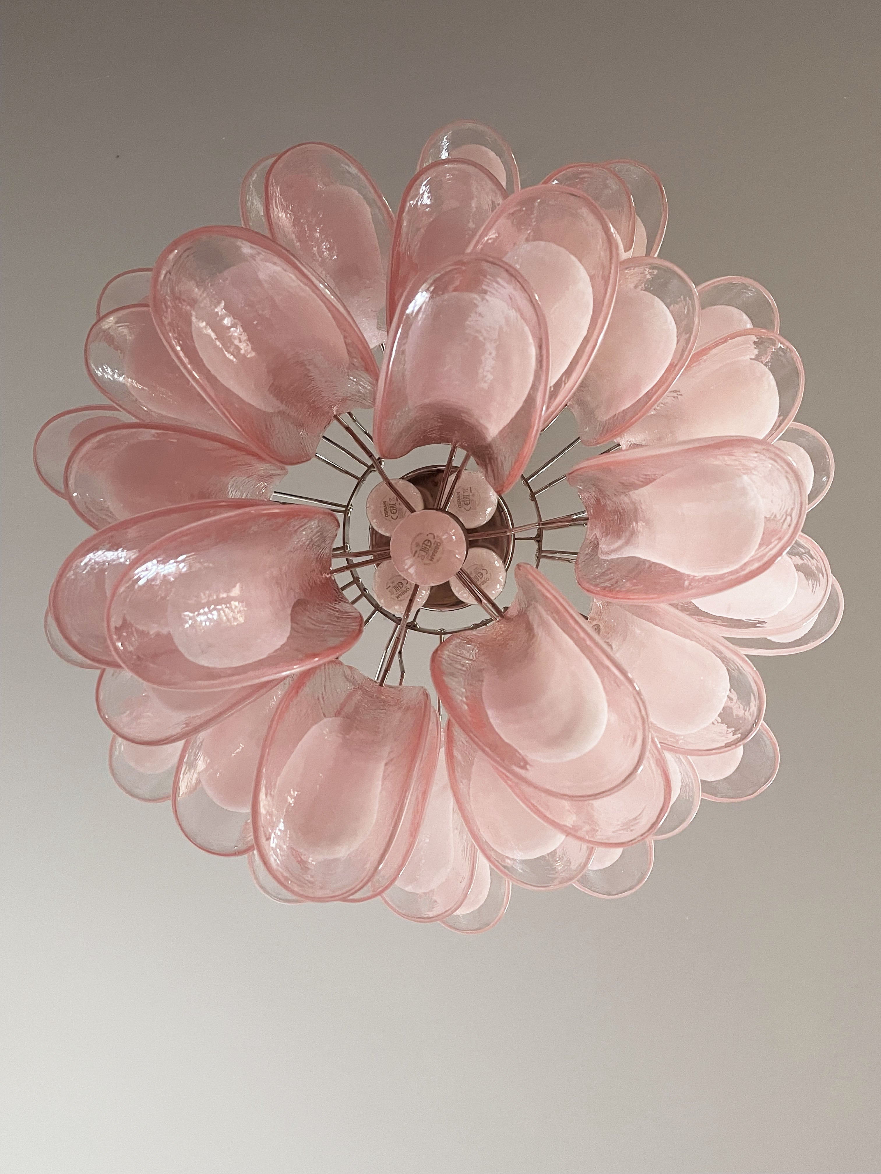 Murano Chandelier 41 Pink Petal Glass