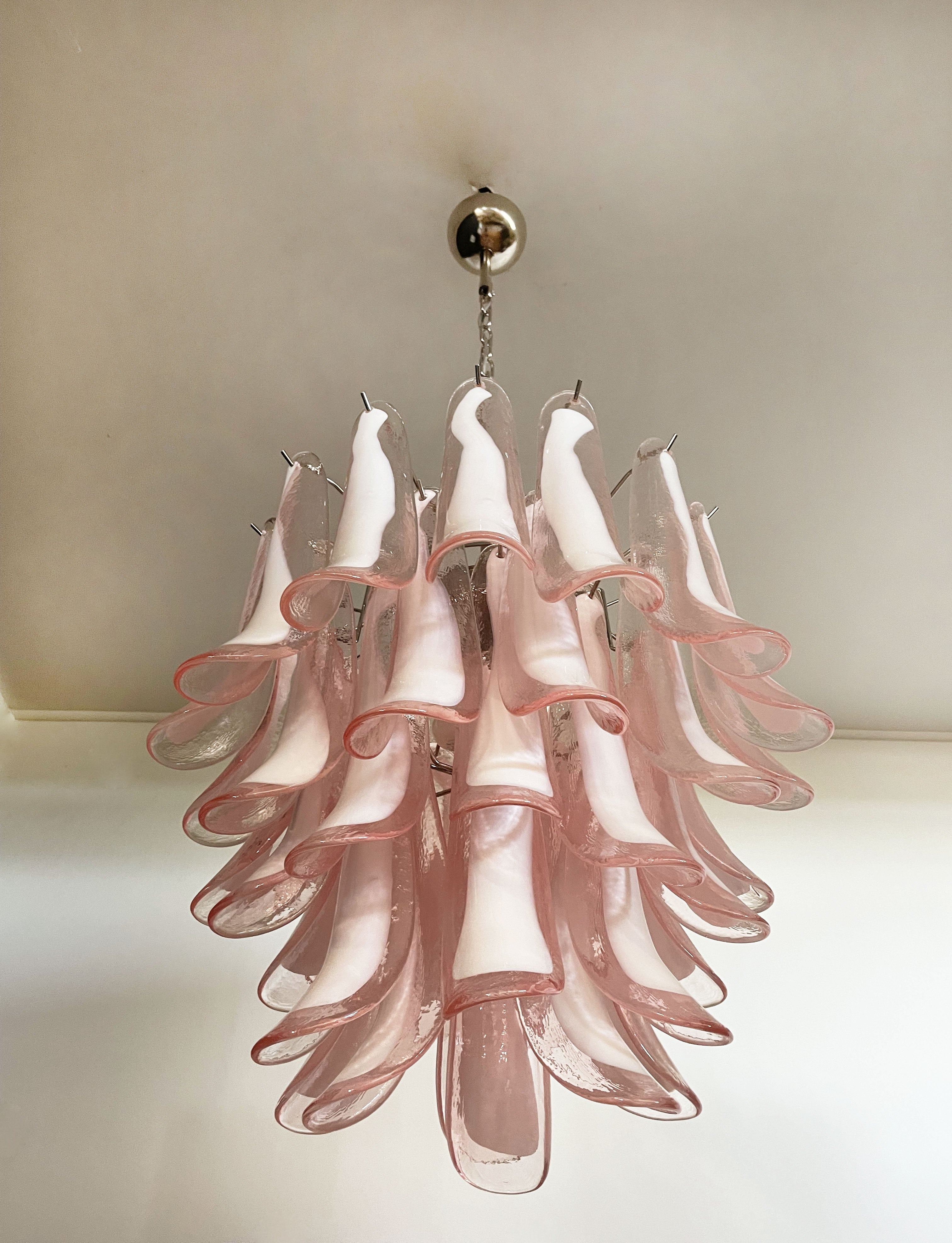 Murano Chandelier 41 Pink Petal Glass
