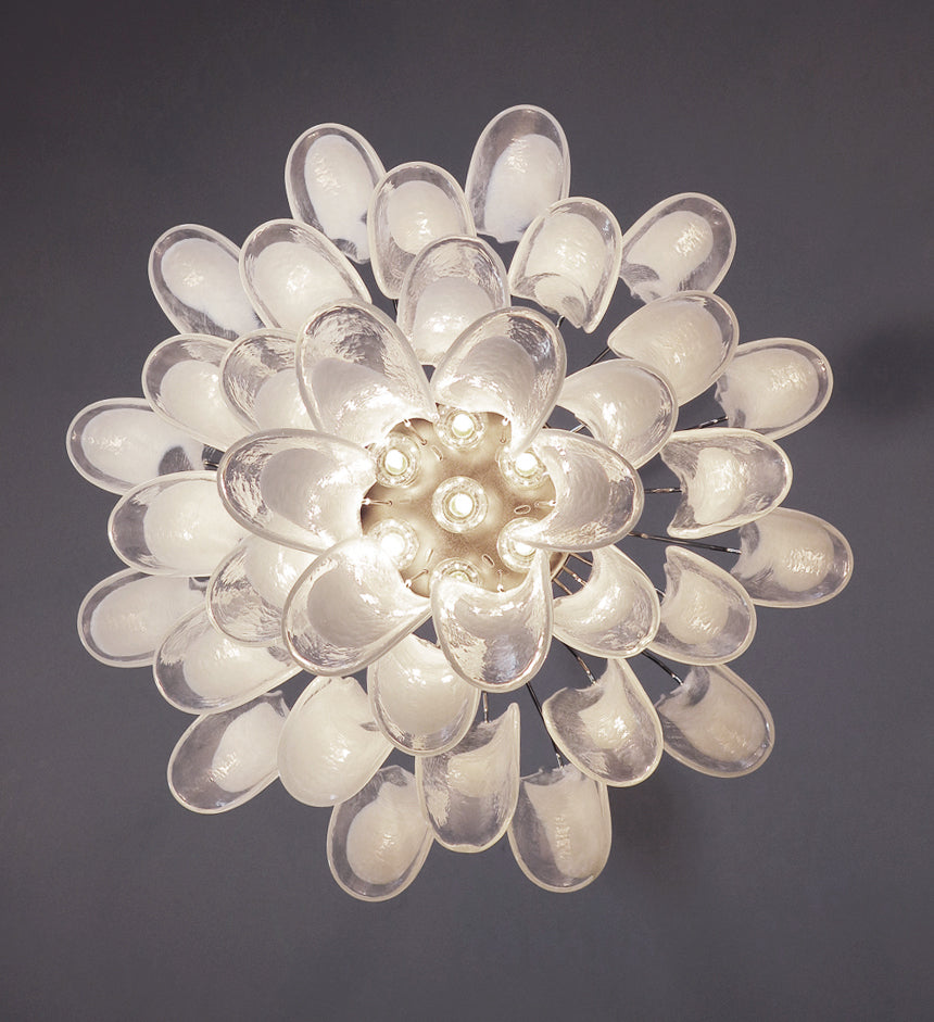 Murano Chandelier 36 Clear Petal Glasses