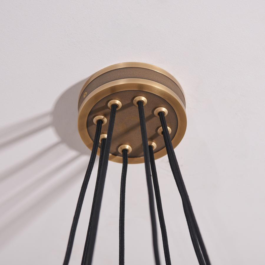 White Ceramics Round Chandelier 32", 3-lights