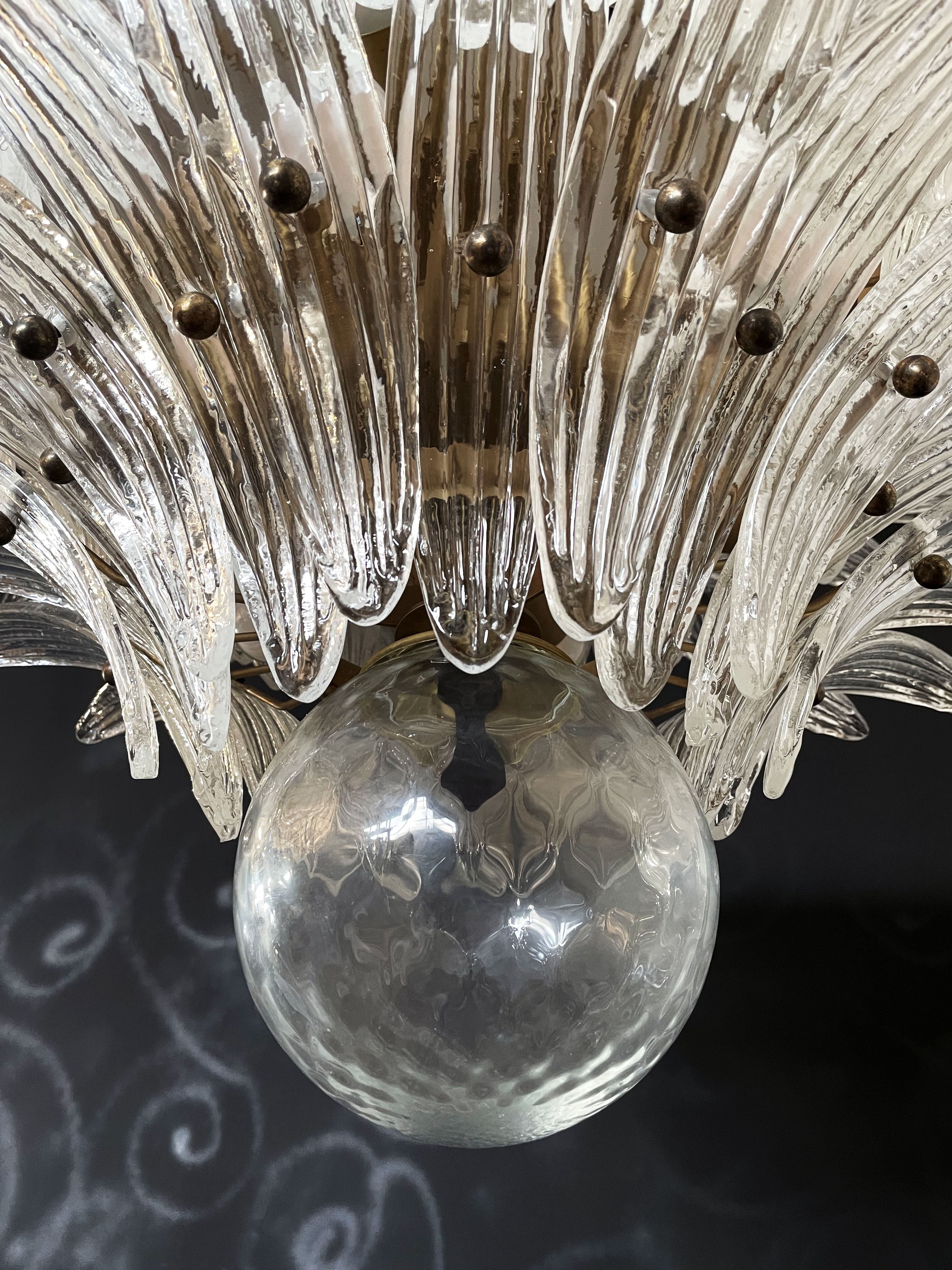 Murano Chandelier 104 Clear Palmette Glass