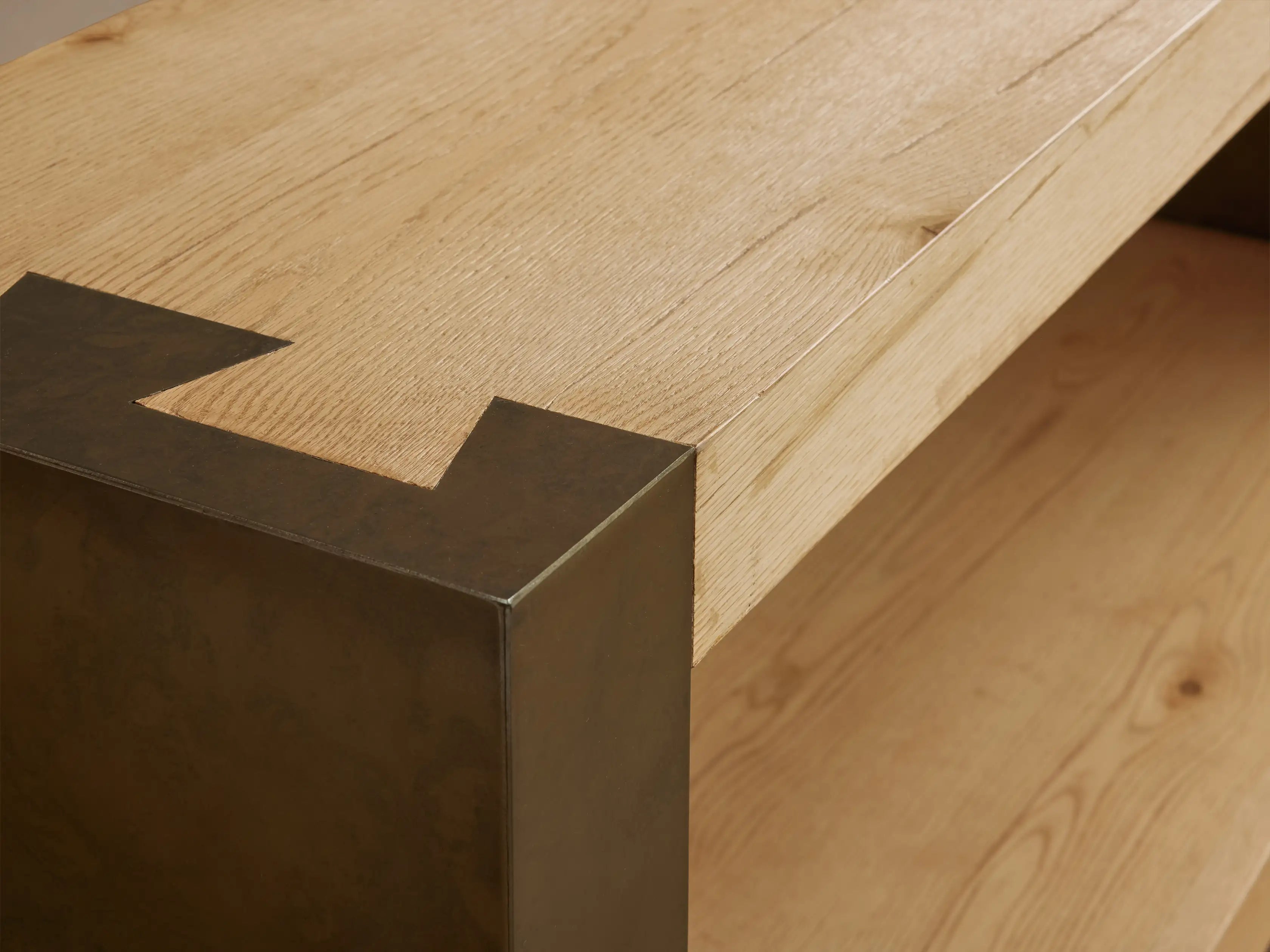 Tellurian Oak Console Table with Oxidized Steel Legs Rustic Living Room Furniture