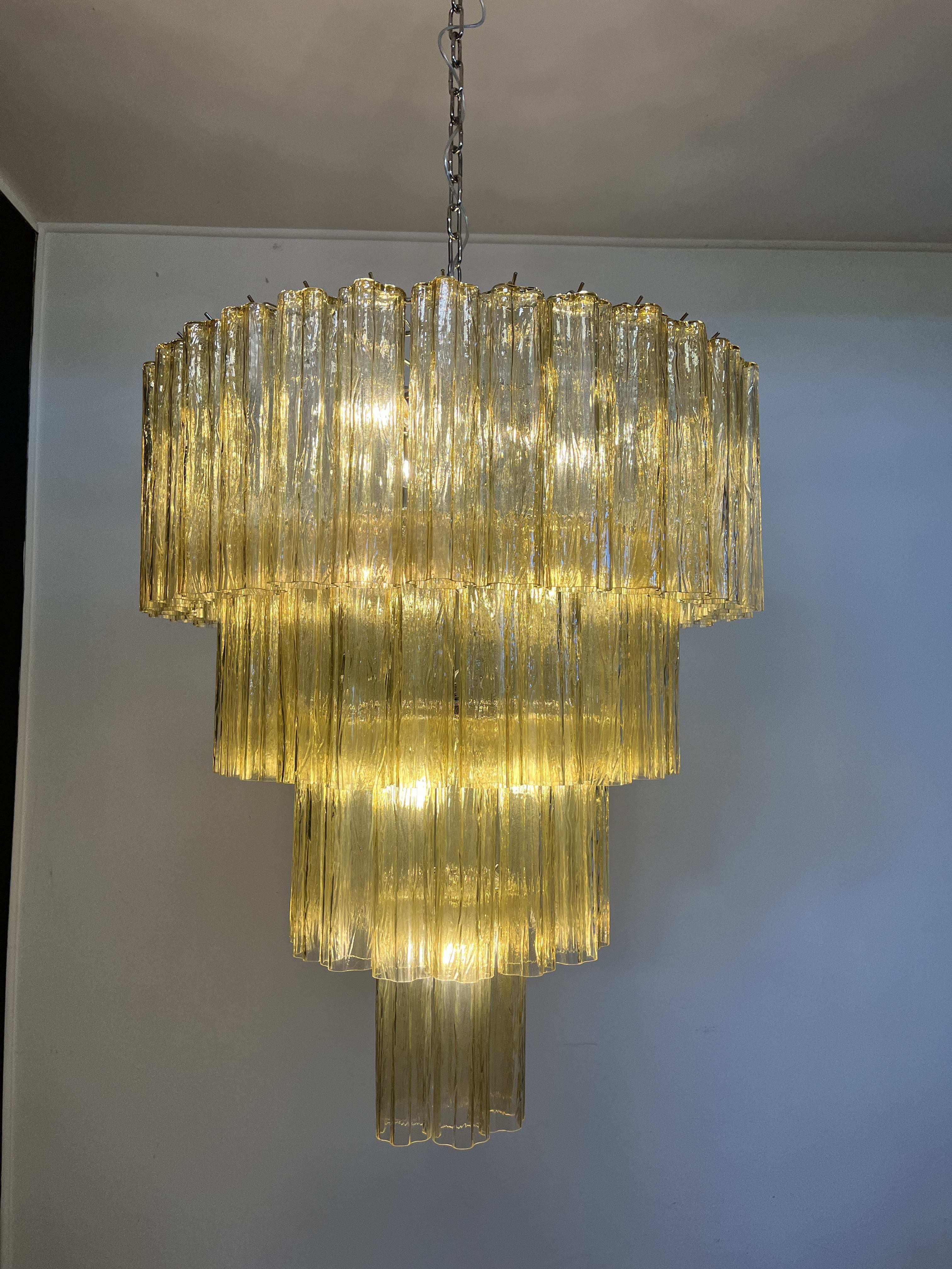 Murano Chandelier 78 Yellow Glass Tubes