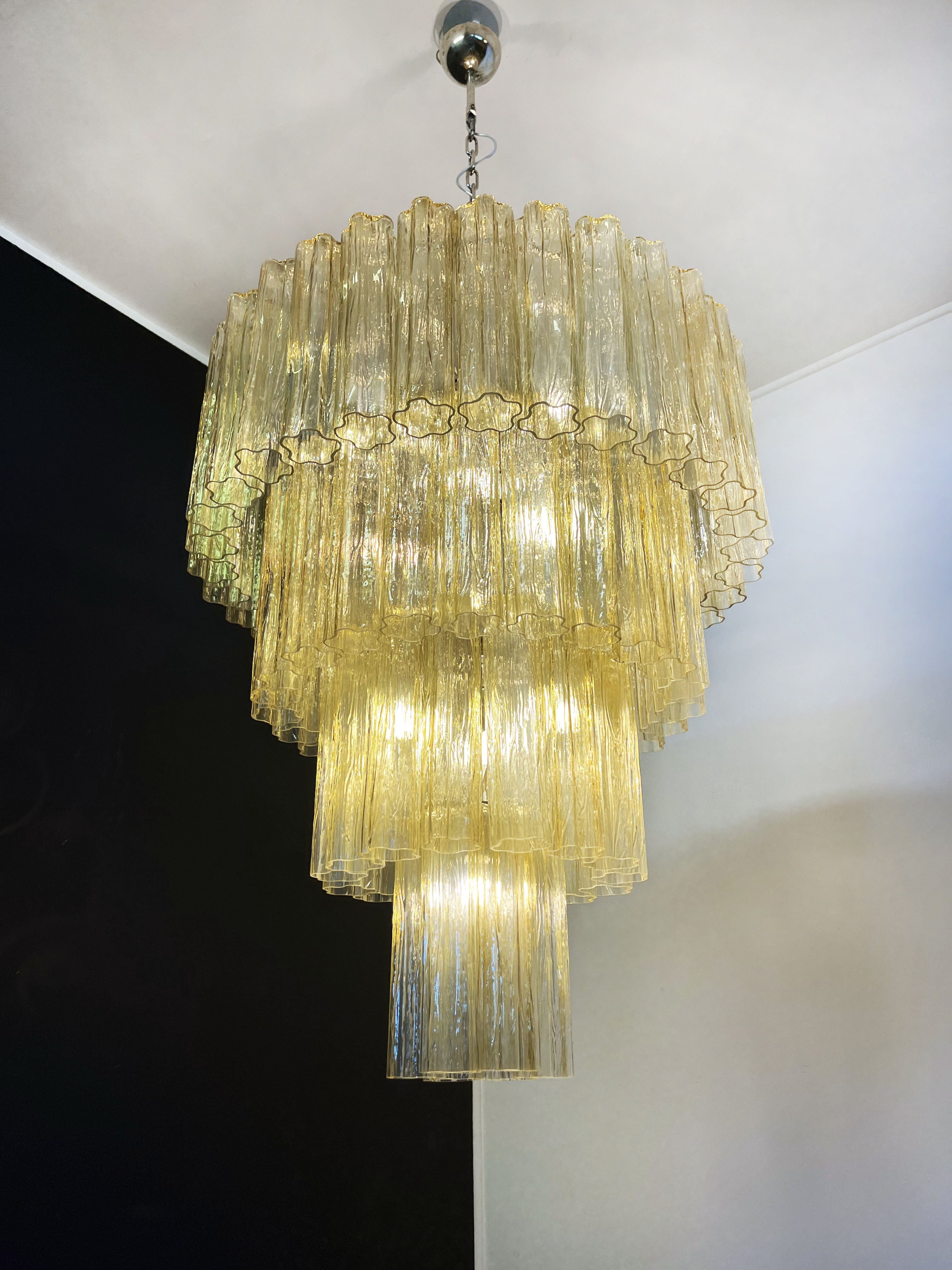 Murano Chandelier 78 Yellow Glass Tubes