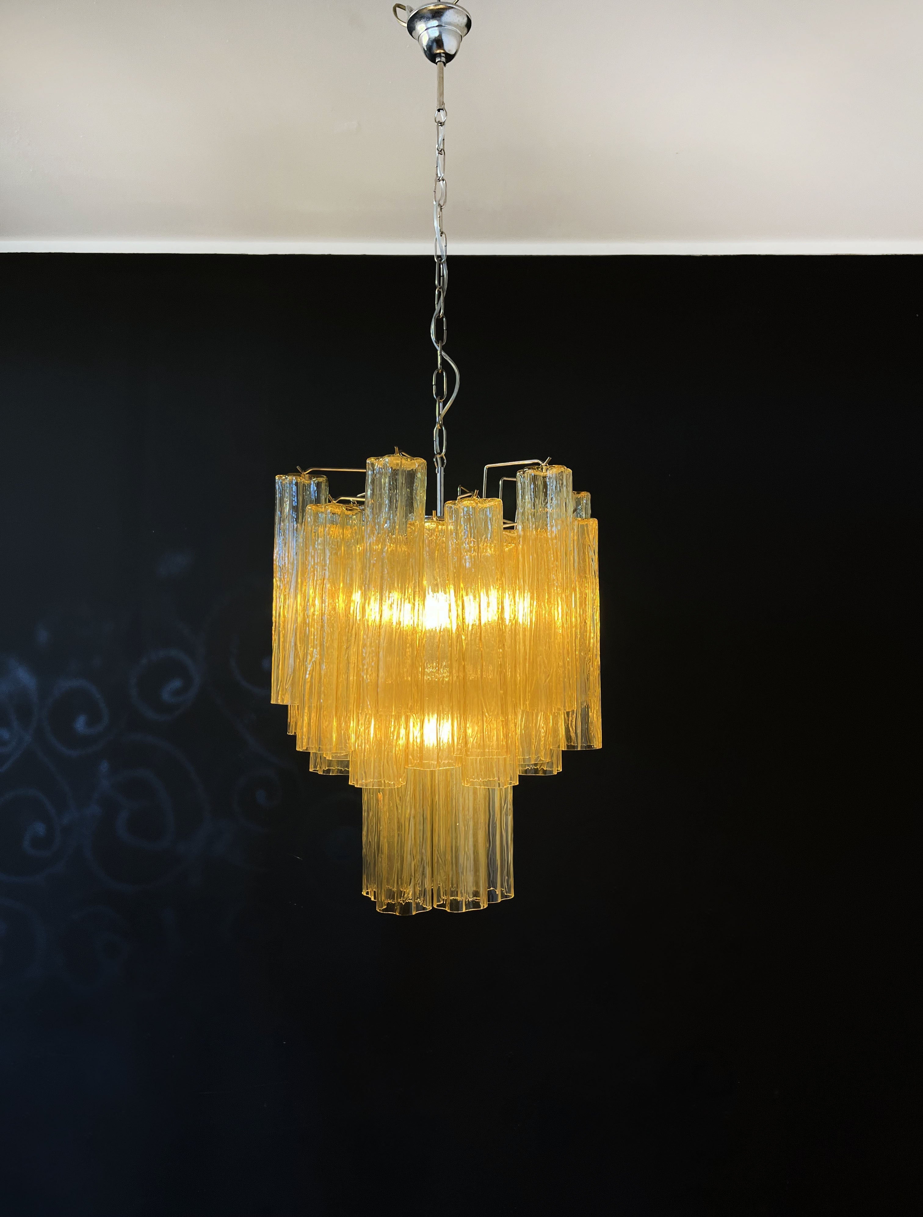 Murano Chandelier 30 Yellow Glass Tubes