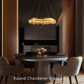 36 Inch Round Modern Chandelier Brass & Clear Geode Quartz Crystal Hanging Light