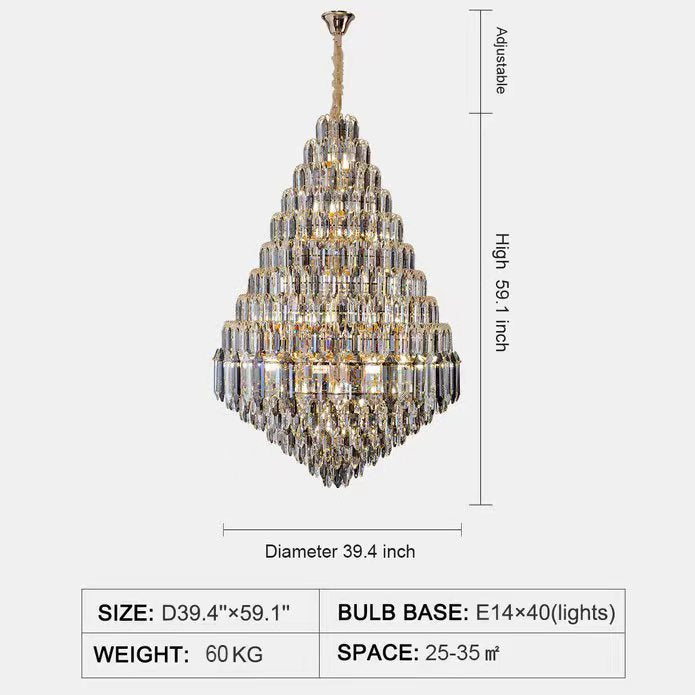 Staircase/Foyer Chandelier With High Clarity Crystals Luxury Ceiling Light