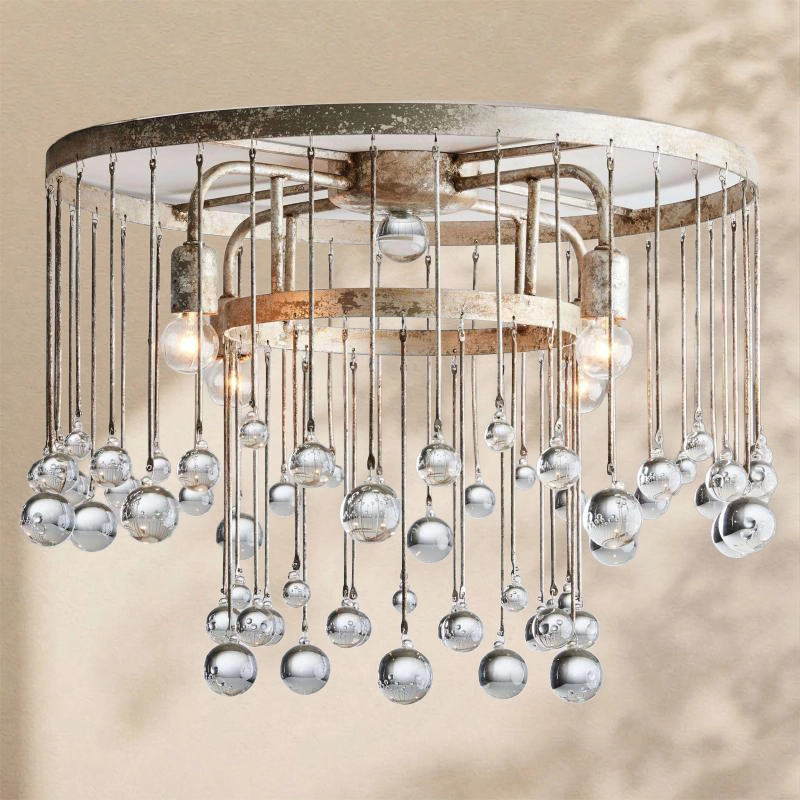 Aubrey Crystal Ball Flushmount Lamp