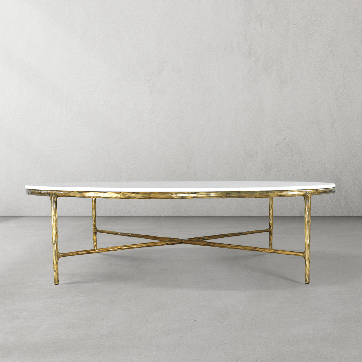 Hand-Forged Metal Marble Round Coffee Table 36" 55"