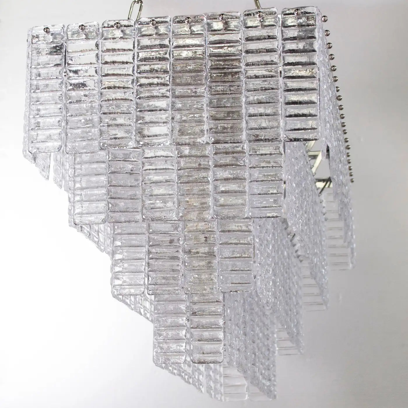 Grande lampadario con listelli vetro di Murano ispirato al mid-century italiano