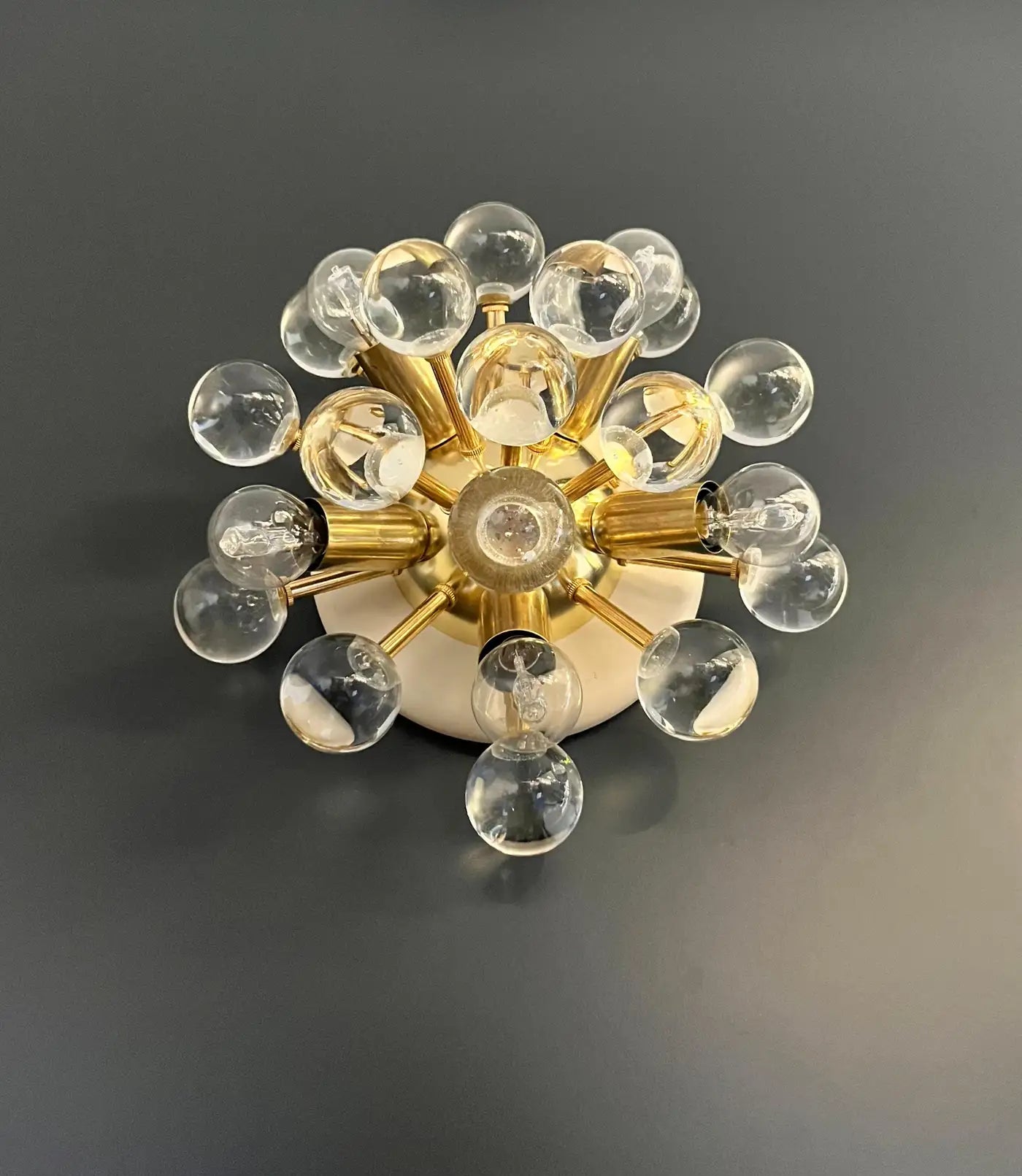 Pair of Murano brass sputnik wall sconces / ceiling lights