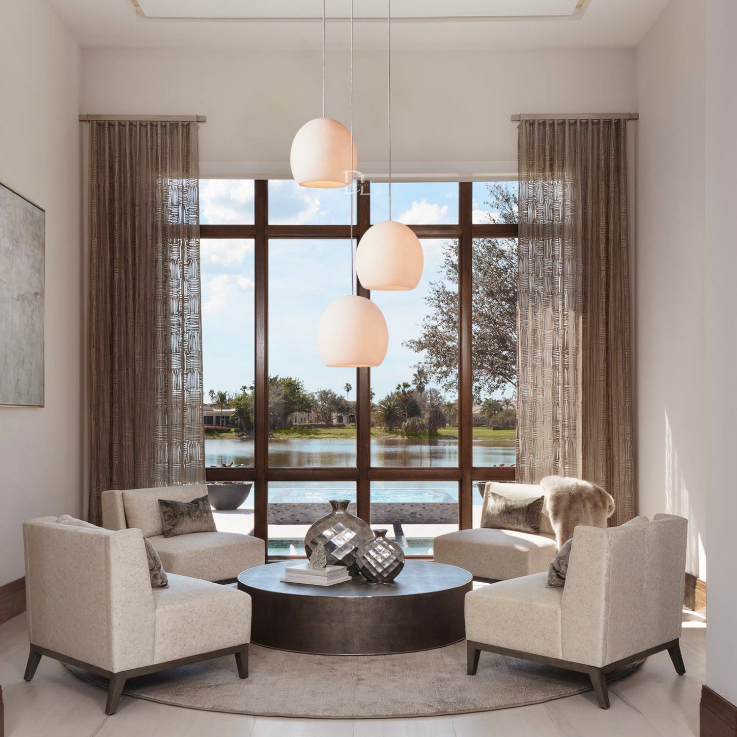 Arica Alabaster Round Chandelier