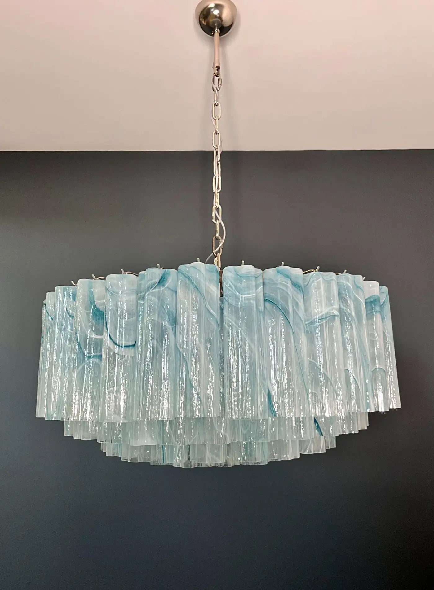 Large Murano glass Chandelier -101 blue alabaster glass tube