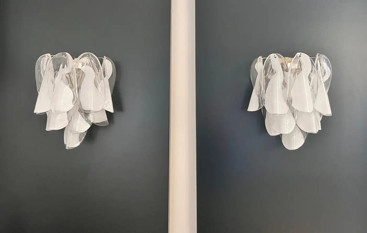 Pair of Vintage Italian Murano wall lights -20 "rondini" glass  1