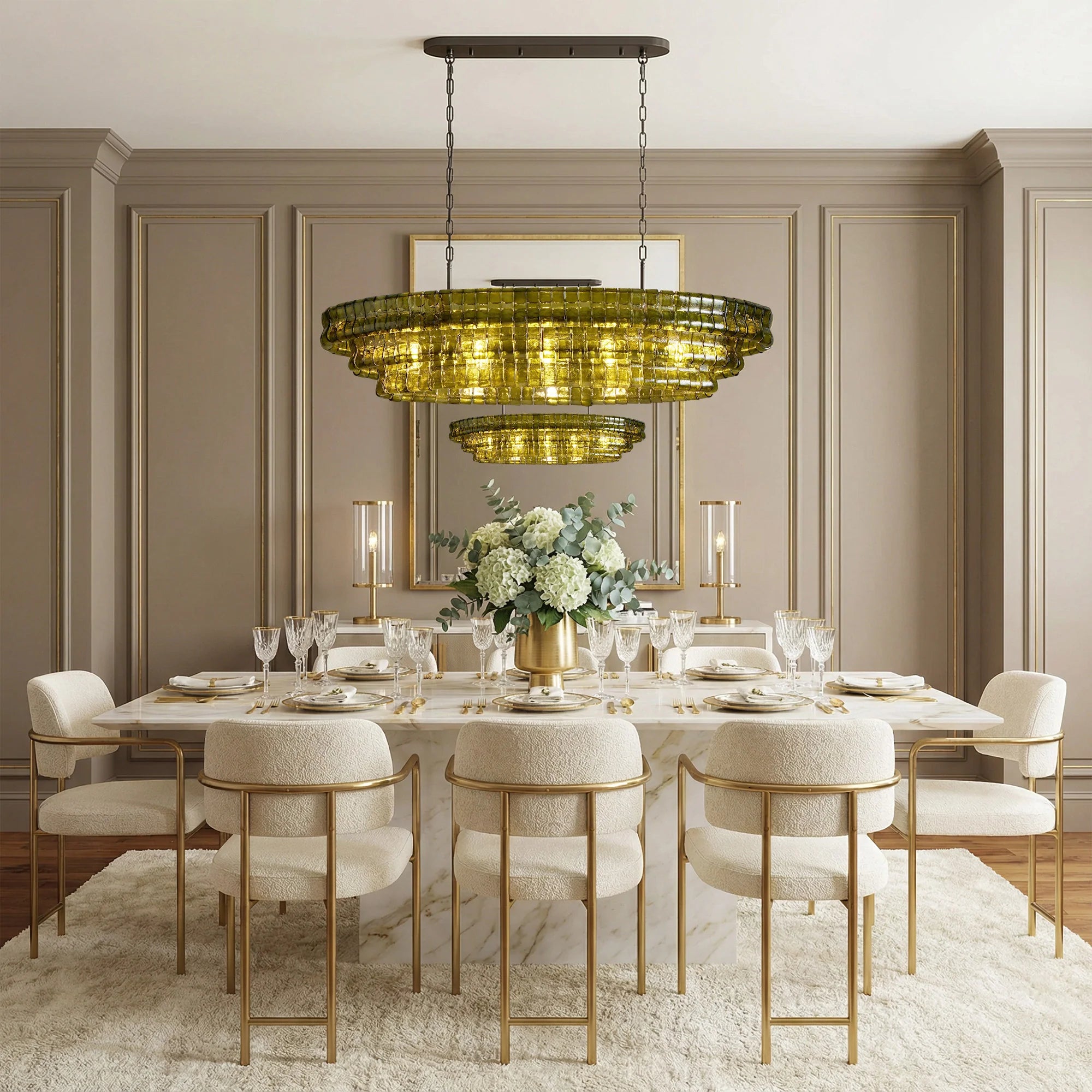 Amor Ghiaccio Glass Oval Chandelier 54"W/65"W