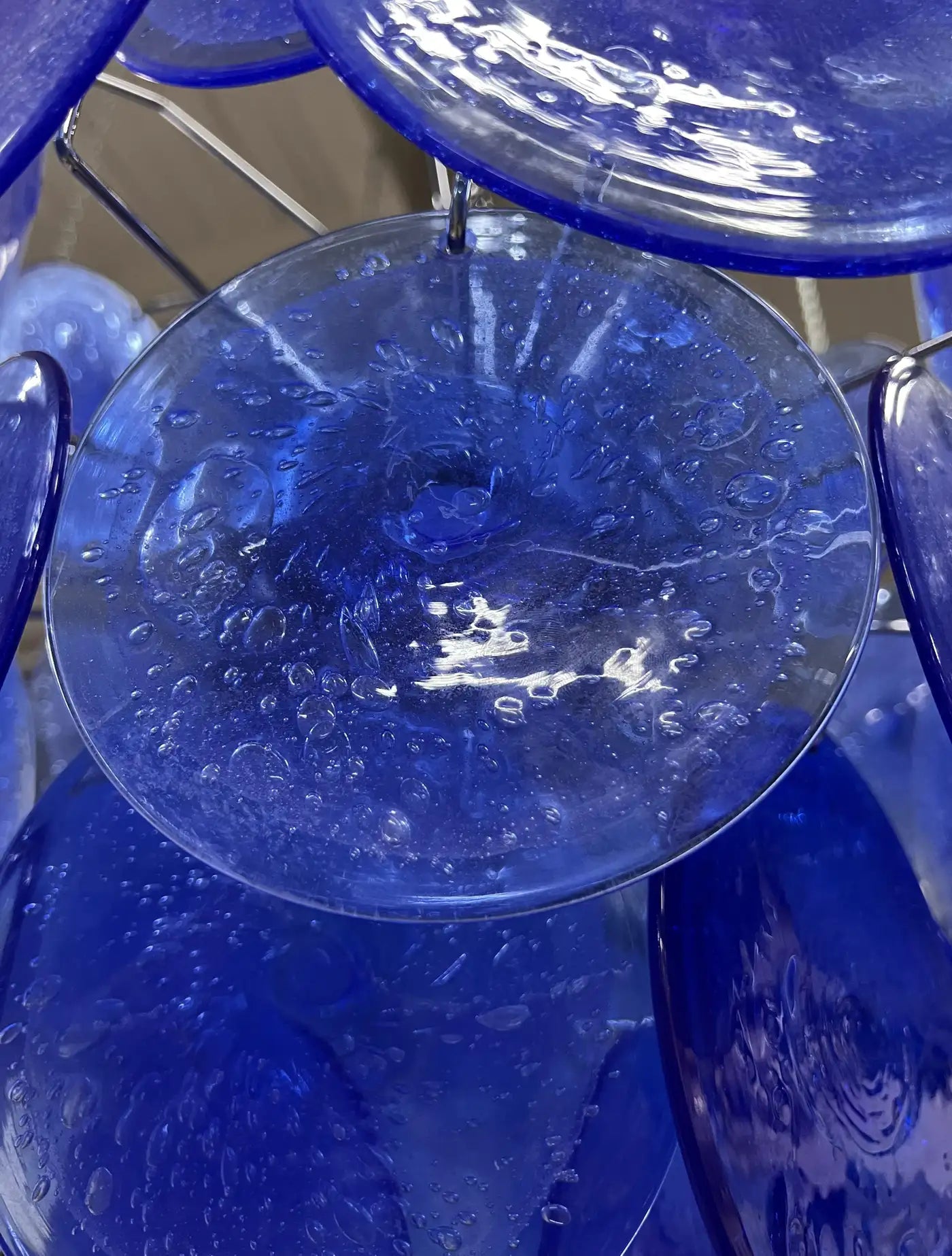 Blue Murano Glass Disc Chandelier