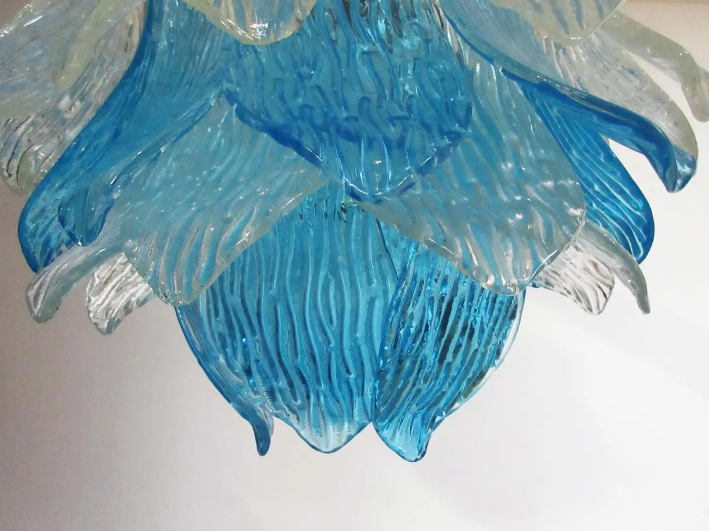 Italian vintage Murano Glass chandelier - 38 glasses - blue and trasparent