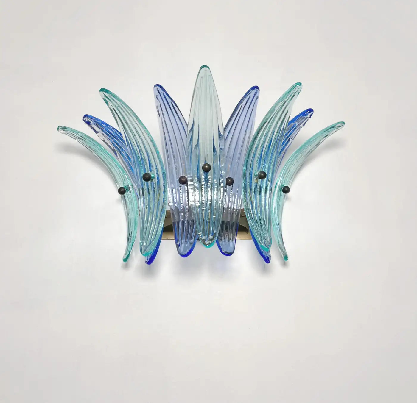 Vintage Palmette Wall Light - blue and turquoise glasses