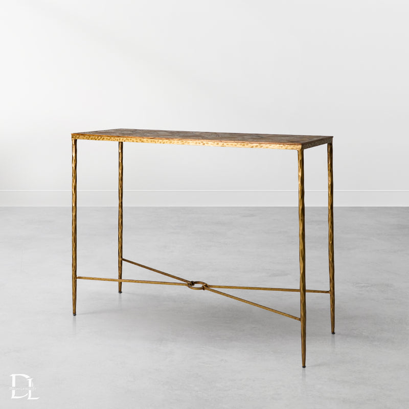 Thaddeus Metal Frame Elm Wood Console Table