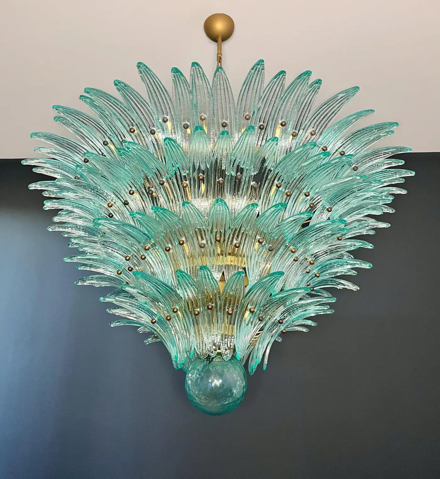 Palmette Ceiling Light - four levels, 160 turquoise glasses