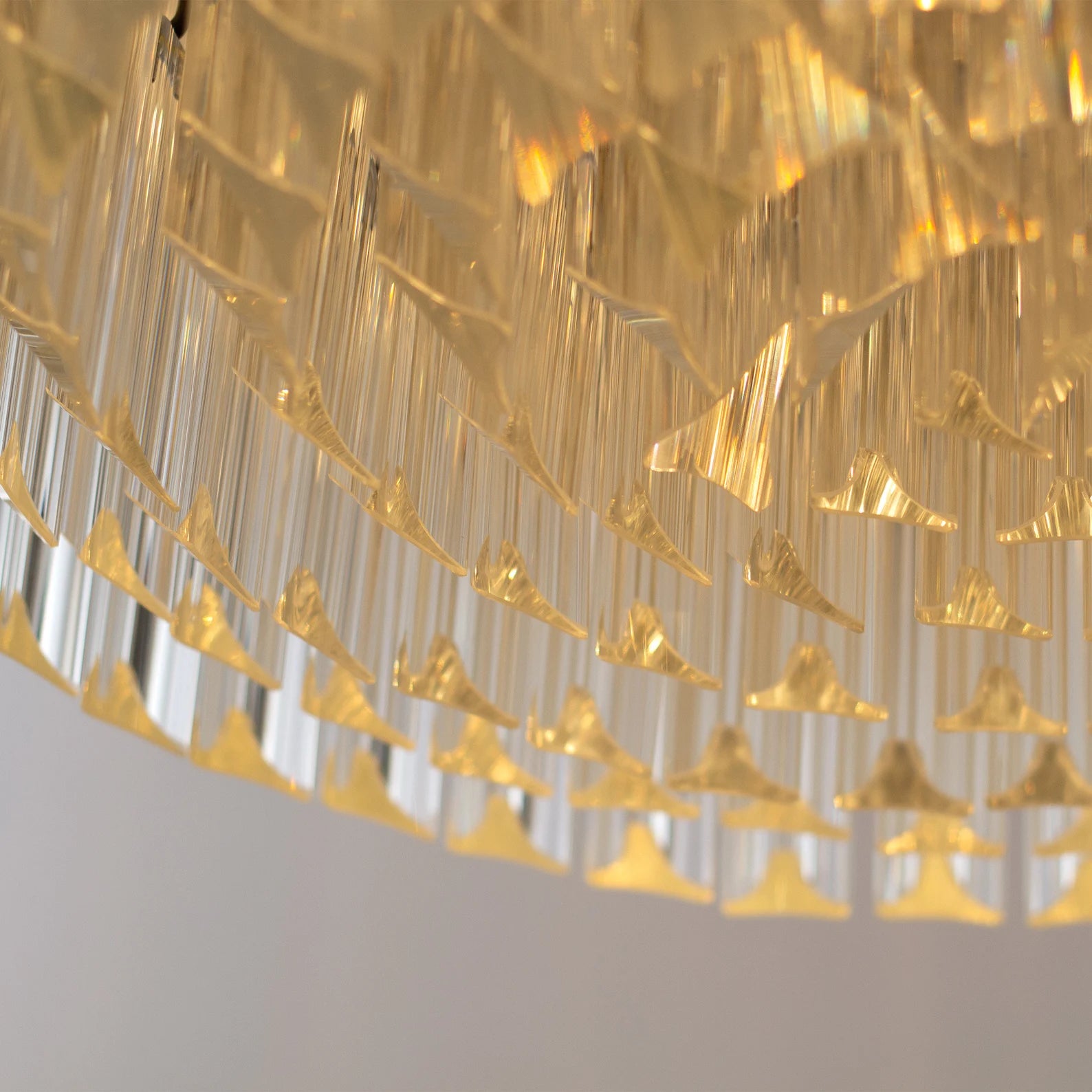 Large chandelier with Murano glass trihedrons inspired midcentury Italian design