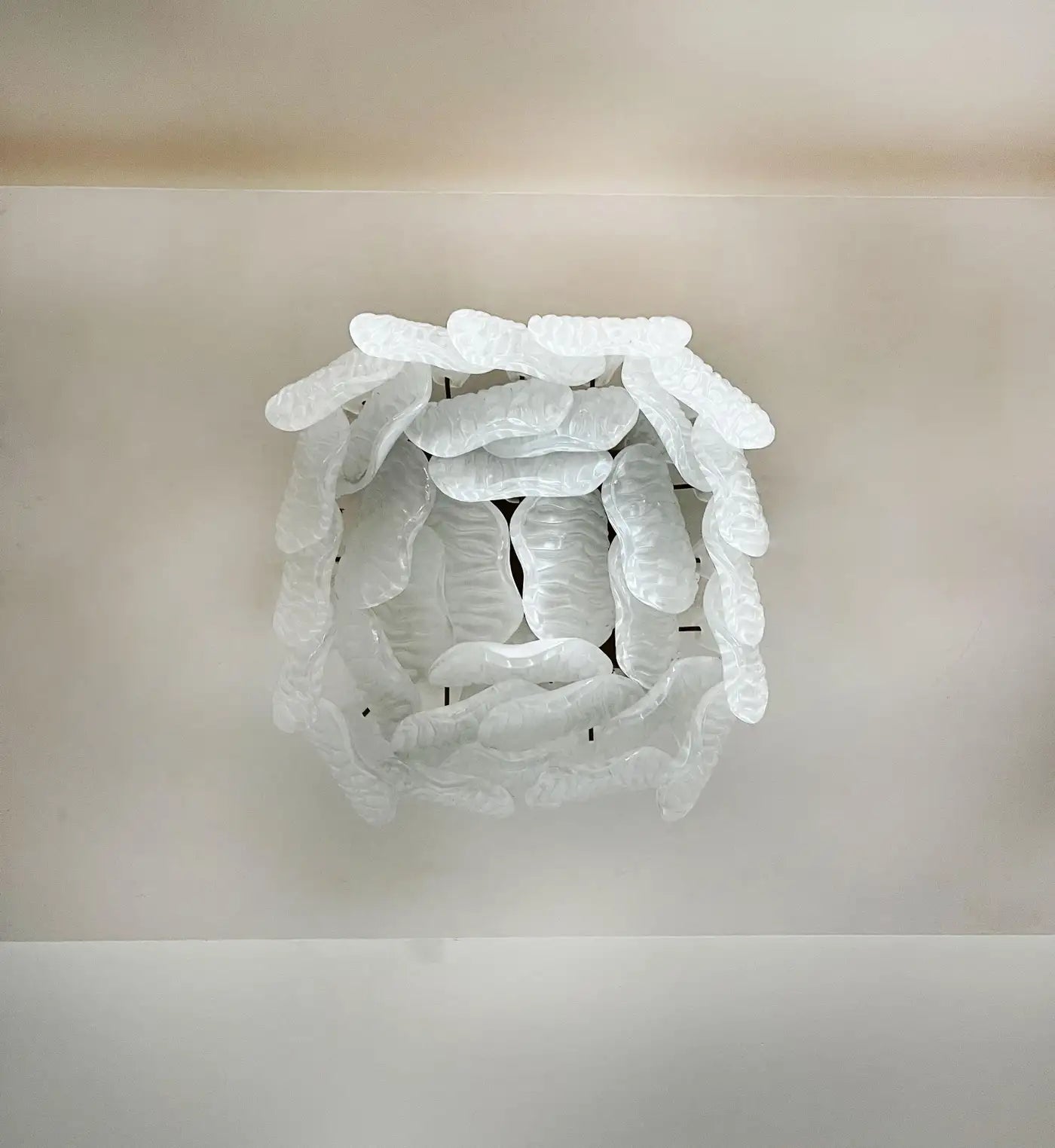 Murano ceiling lamp - frosted carved glass leaves