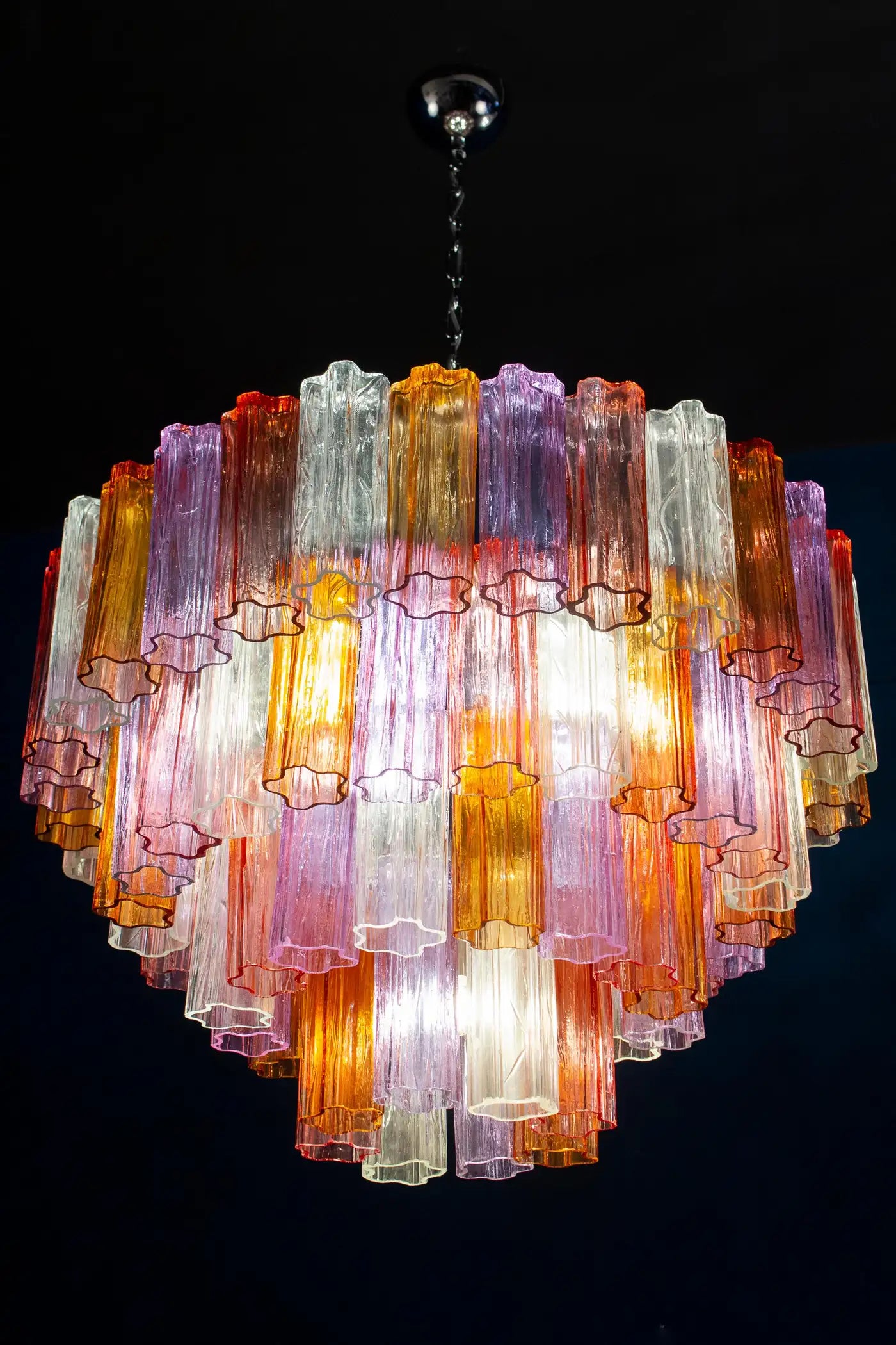 Mid-Century Multicolored Murano Glass Tronchi Chandelier