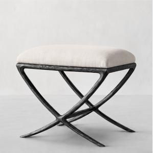 Hand-Forged Metal X-base Stool