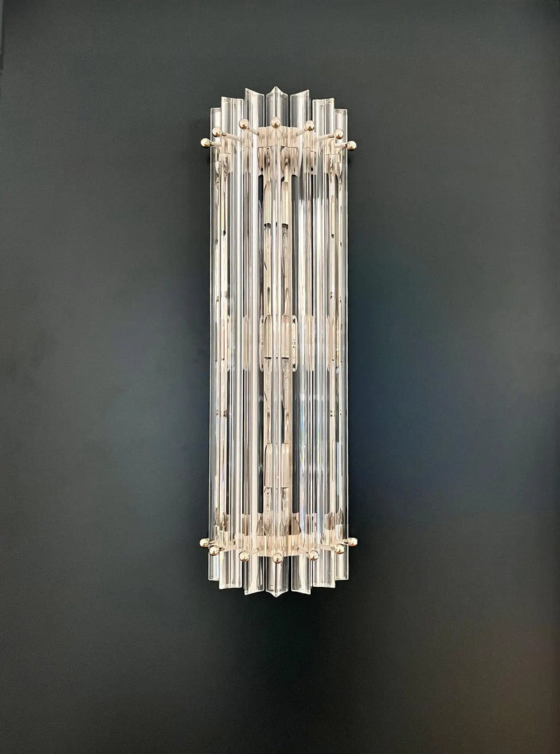Pair of vintage Murano wall sconce – clear triedri - Column model