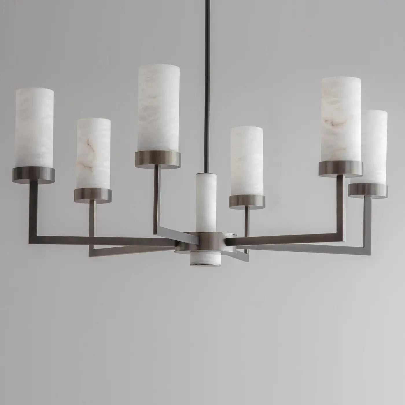 Contemporary  Alabaster 6-arm Compass Chandelier