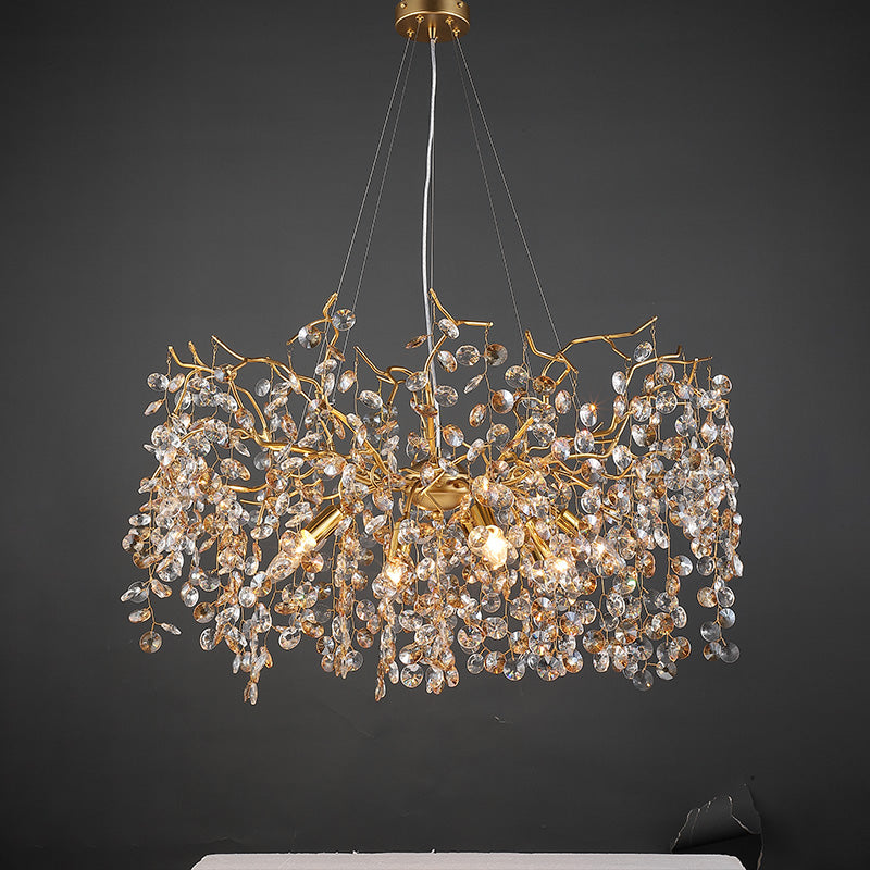 Modern Crystal Branch Chandelier for Foyer Entryway 31.5"D
